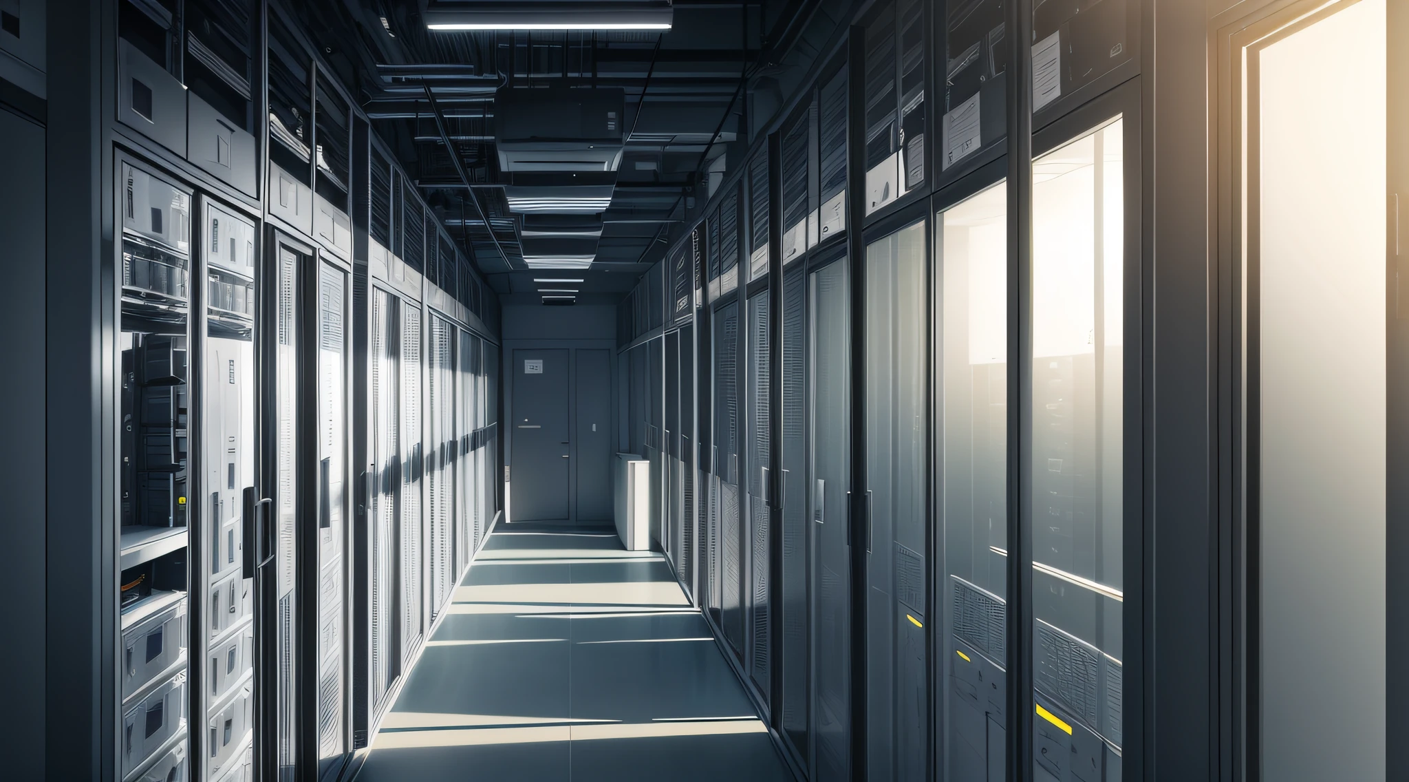 Create a room with servers in racks but in the dark with only the server lights on
