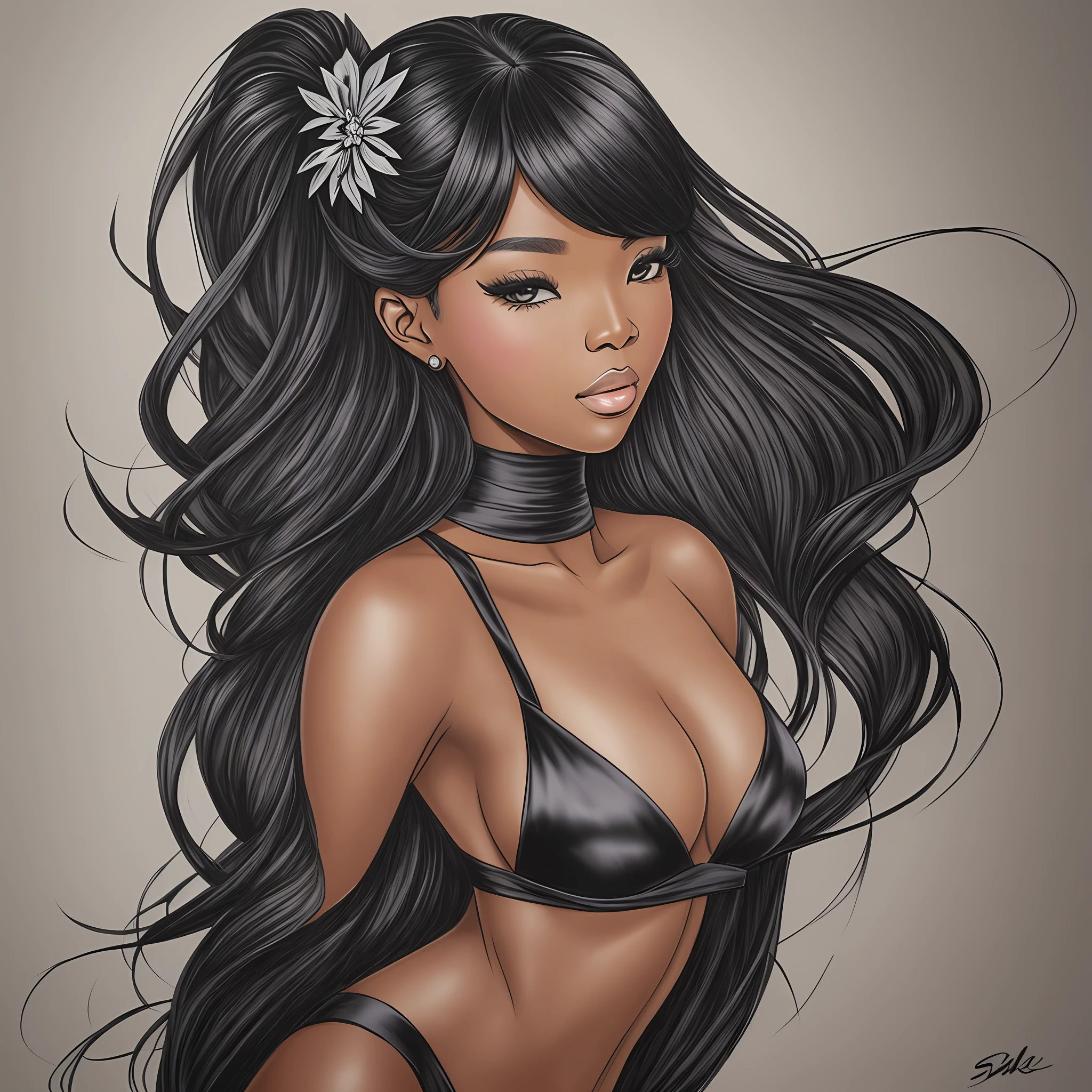 Draw a black silk beauty --auto --s2