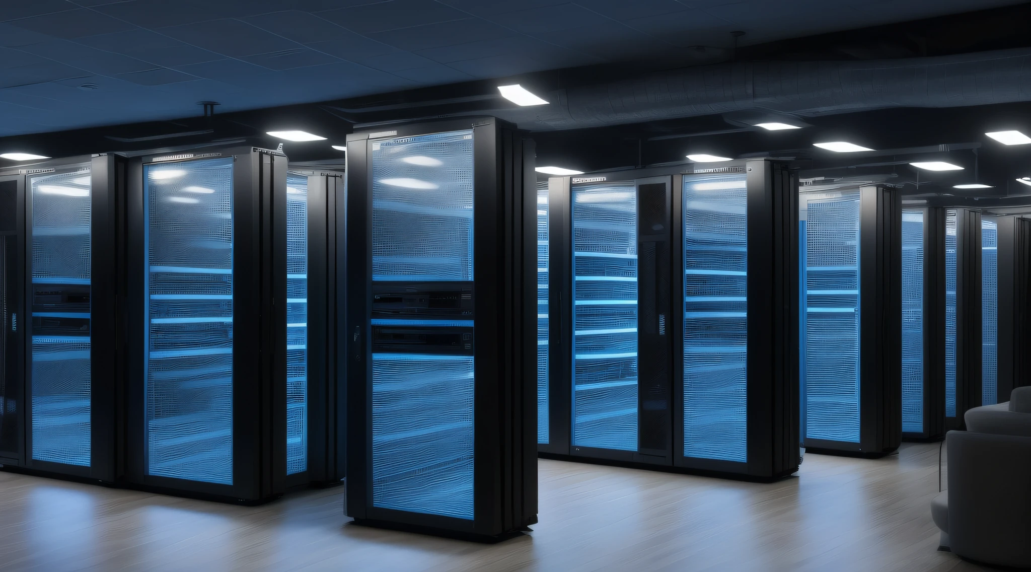 Create a room with servers in racks but in the dark with only the server lights on