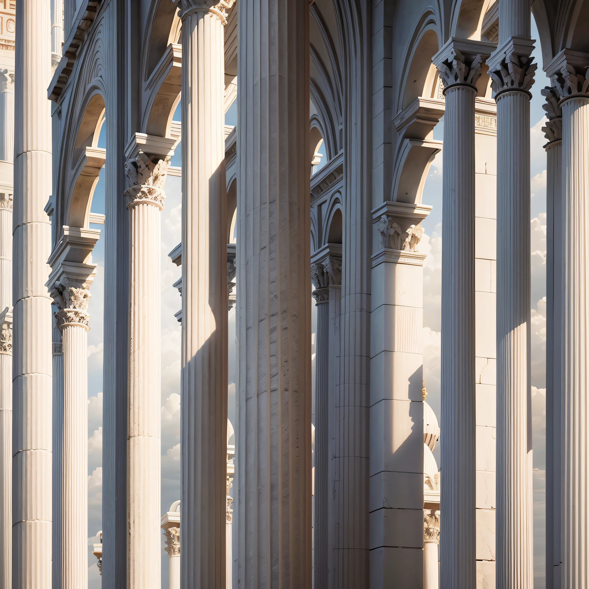 various Greek columns, superimposed, background, gray color, aspect 9:16 --auto --s2