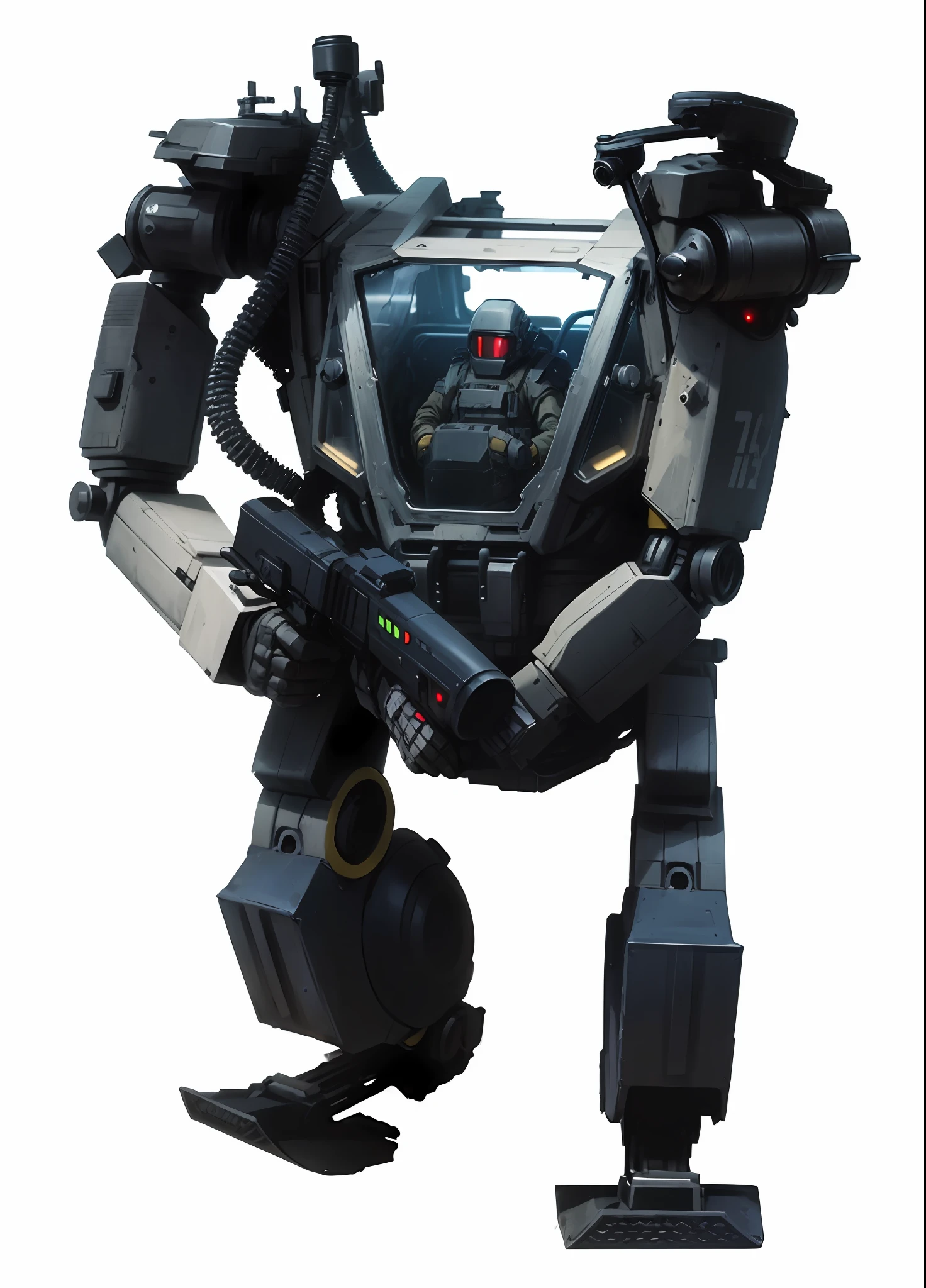Manned combat robot, USSR, Red Army, future, science fiction, machine gun in hand, three meters, high quality --auto --s2