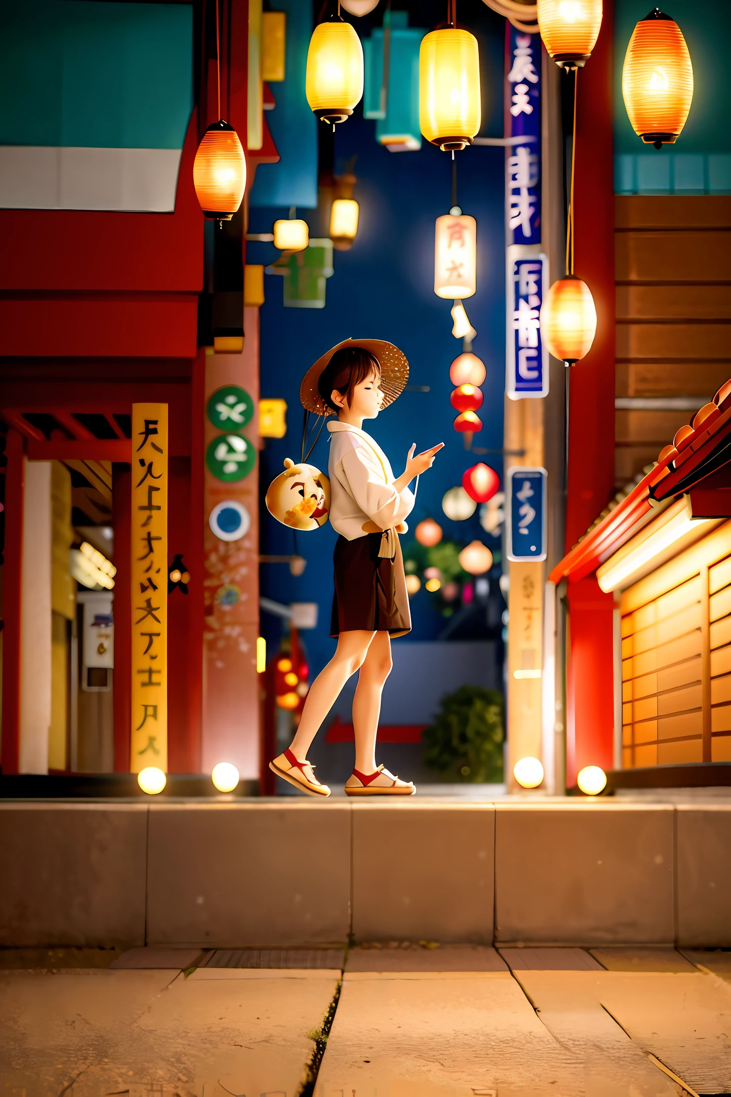 Background vectors for e-books and technology tutorials with theme Japan, Tokyo and Akihabara, city at night, Japanese lanterns, 4k, realistic