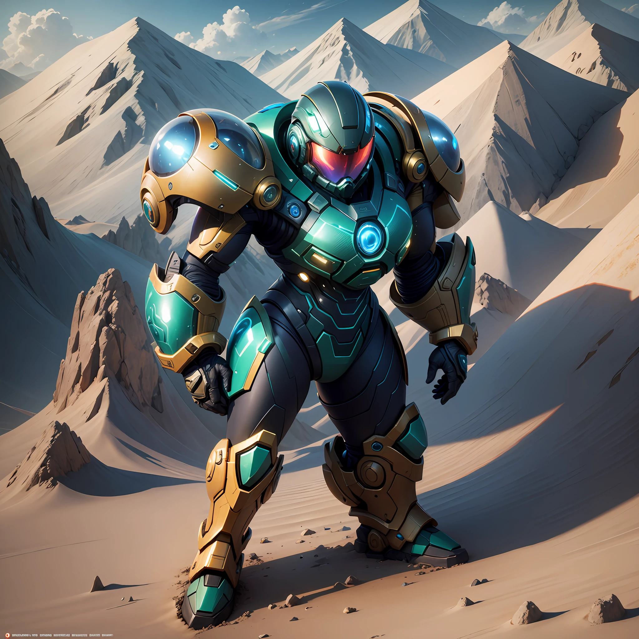 Create a Samus Aran with realistic armor on a different planet, with realism like Unreal Enginer 5.2 --auto --s2