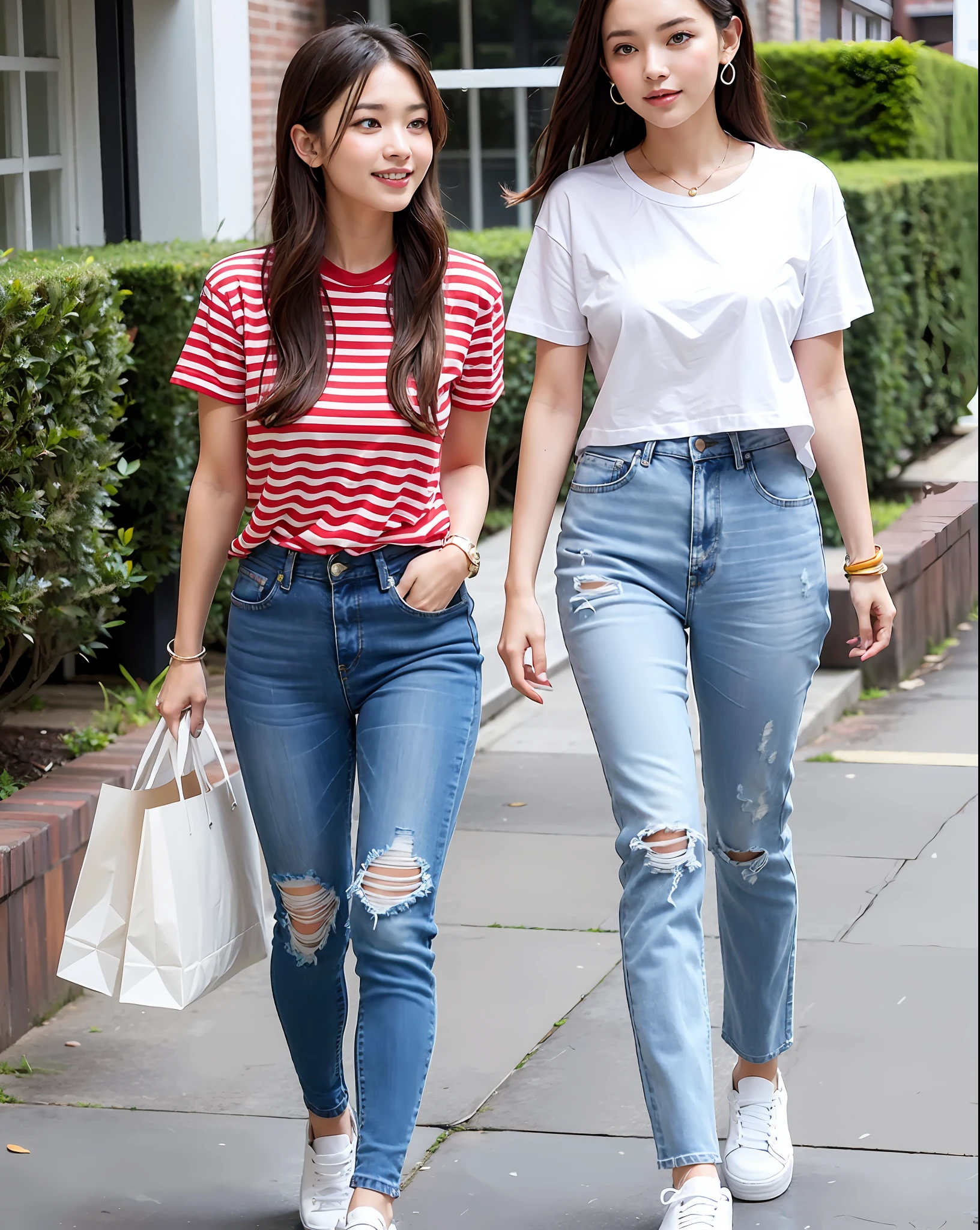 In the hot summer, a loose and comfortable T-shirt can bring you endless refreshment. You can choose beautiful patterns like flowers or zebra stripes, perfectly paired with casual jeans, creating a casual yet exquisite style. Bright colors are especially suitable for summer, bringing you a joyful mood. And then pair it with a pair of platform sneakers, it's just beautiful.