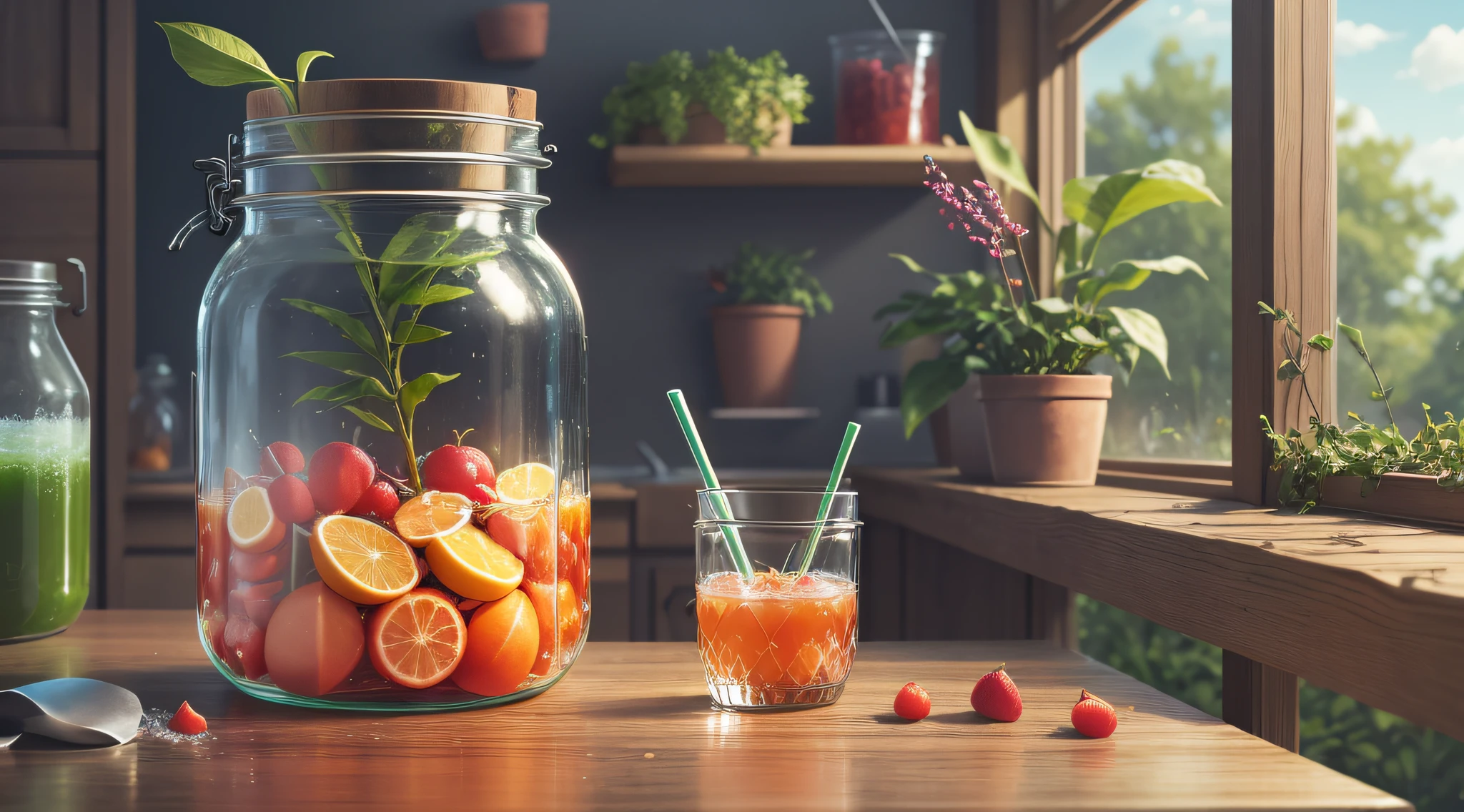 Produces a clear glass jar, representing a liquid (e.g. water, juice, etc.) in the jar --auto --s2