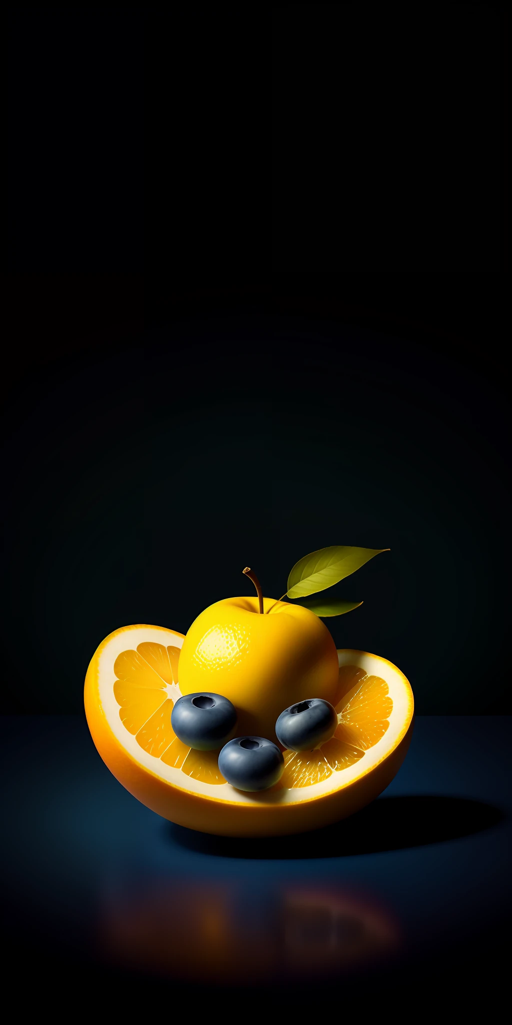t fresh fruit dark blue lighting background