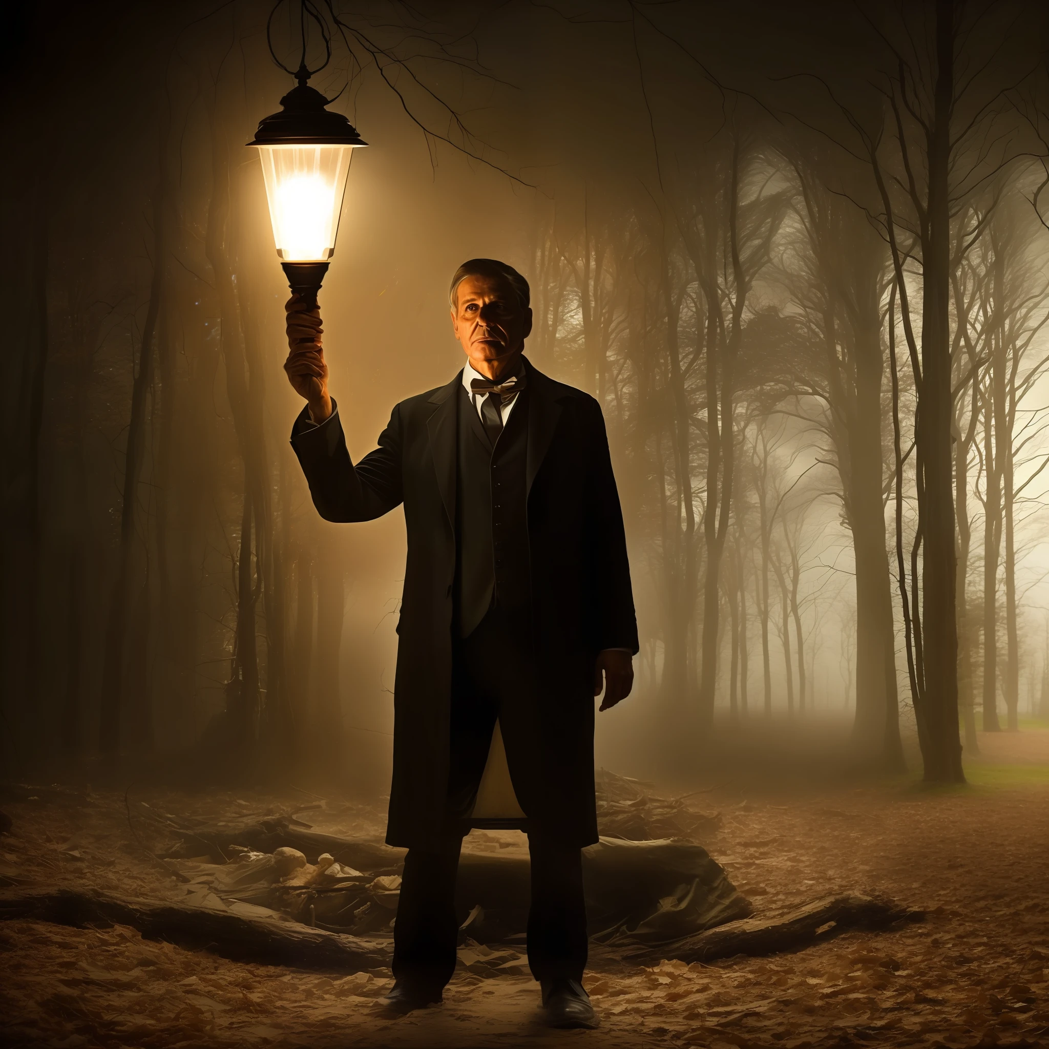 Once upon a time, in a large room dominated by darkness, there was a fearful man holding a lighted lamp in his hand.