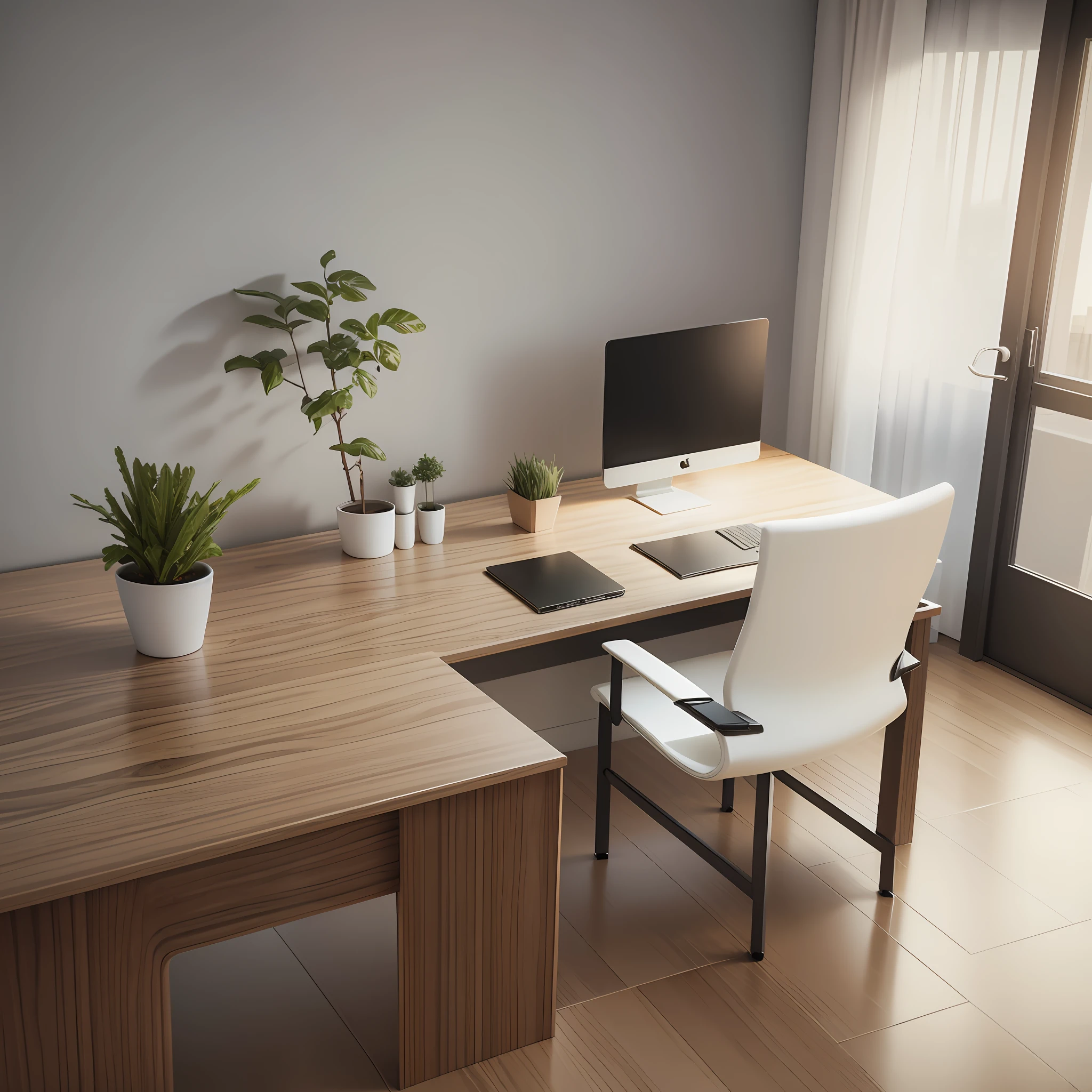 office, 3 x 2,5 meters, table with 2 x 0,90 meters, modern, elegance, realistic, 8k --auto --s2