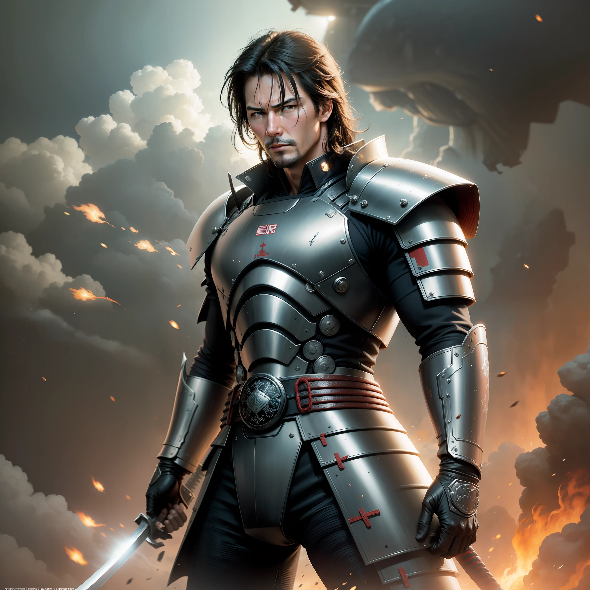 Keanu Keeves actor, Tom Cruise actor, future, science fiction, huge robots, samurai, samurai action movie, katanas, swords, fight, fight, explosions