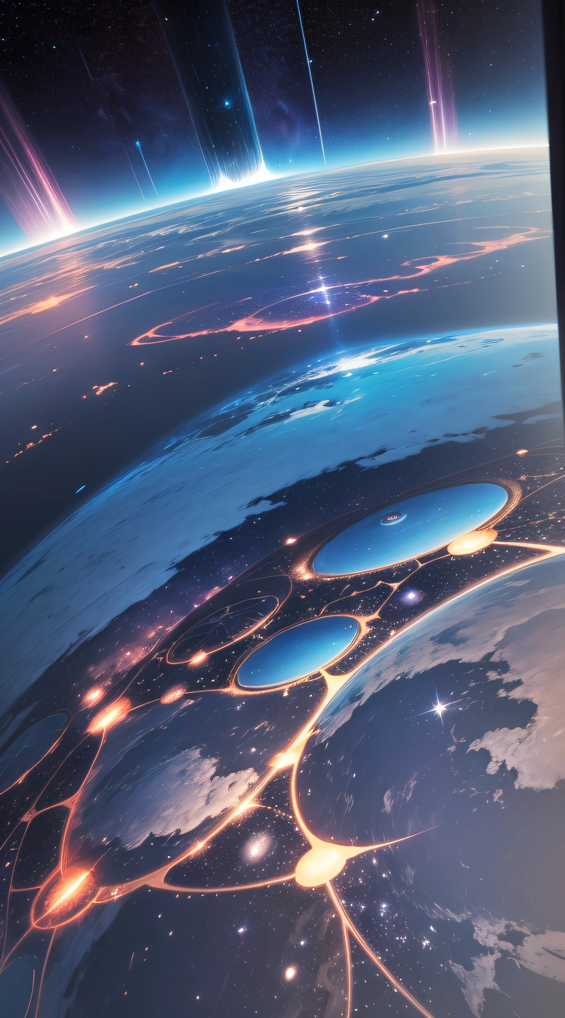 space with all the planets blue and pink colour with bright white stars 3d art realistic dark fantasy world blue,wet,ultra detailed, ultra detailed --auto --s2