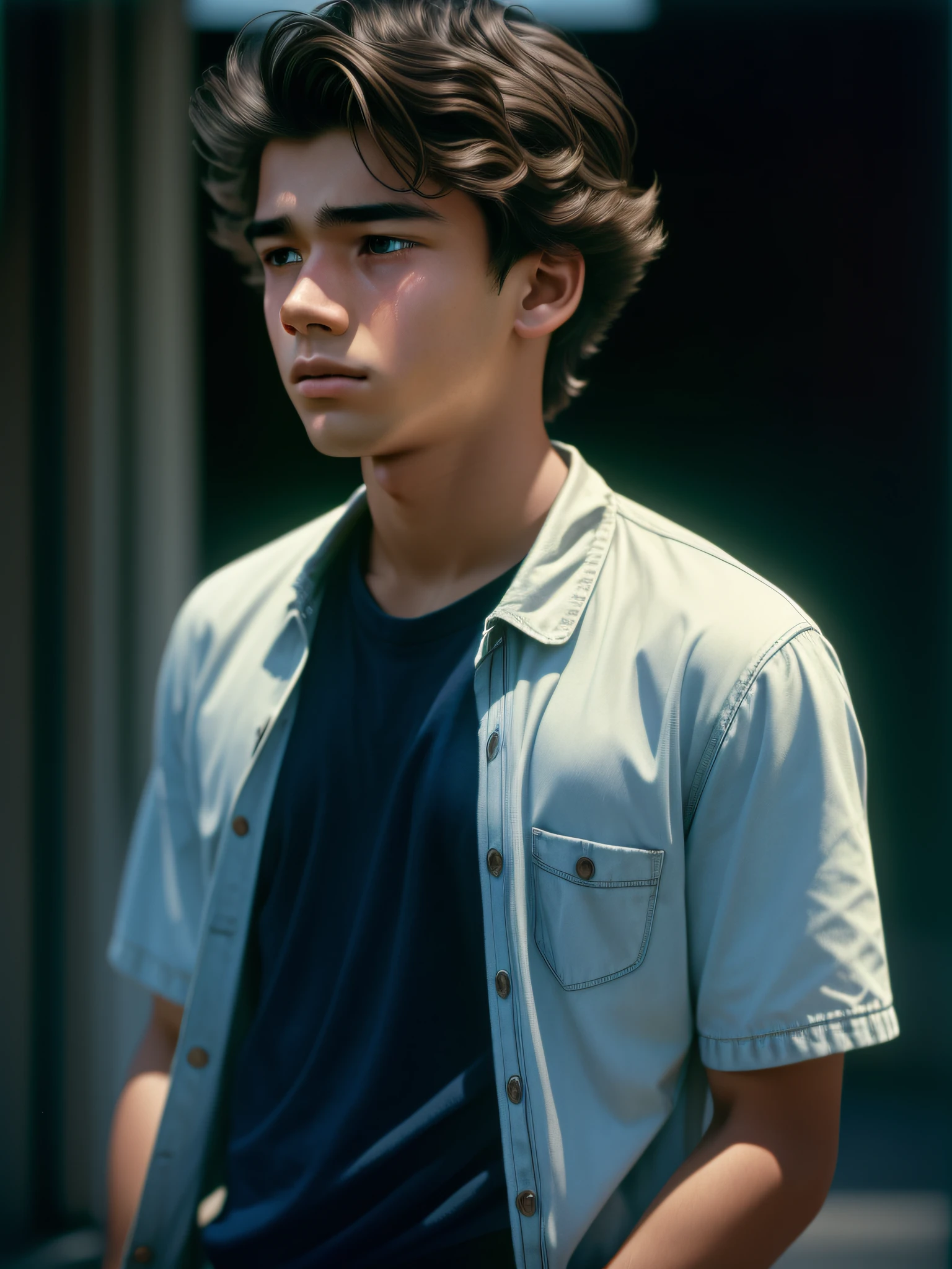 extremely detailed face, masterpiece, realistic, best quality, photorealistic, 8k, high res, standing, (looking at the camera), ordinary clothes, boy, short wavy hair, by lee jeffries Nikon D850 film stock photography 4 kodak camera portra 400 lens f1.6 rich colors hyper realistic texture dramatic lighting irrealengine trending on artstation cinestill 800, (((full body))), (((young man))), (((young man))),  (((18-year-old boy))), (((adolescent))), crying, tears