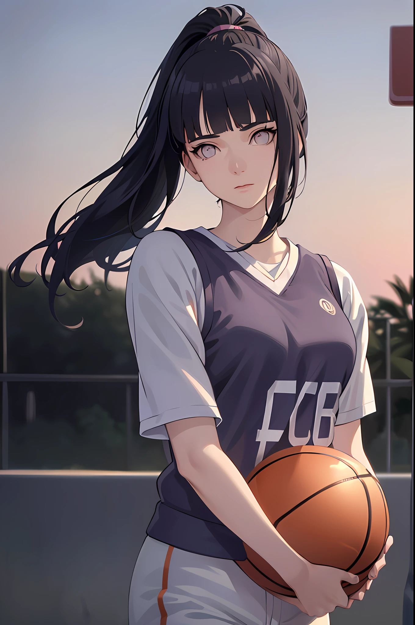 (8k, best quality, masterpiece:1.2), (realistic, photo-realistic:1.37), ultra-detailed,best quality, ultra high res, professional lighting, photon mapping, radiosity, physically-based rendering, cinematic lighting, ((basketball court)),depth of field, sharp focus,sunbeam, good composition,(bokeh:1.2) 1girl,solo,(full body), (closed mouth),beautiful detailed eyes, pose, narrow waist,(((basketball uniform))),messy hair,long hair floating in wind,(ulzzang-6500:1.2)
mix4, hiqcgbody, ((blunt bangs)), dark blue hair, purple eyes, ((ponytail)), medium , ((girl))