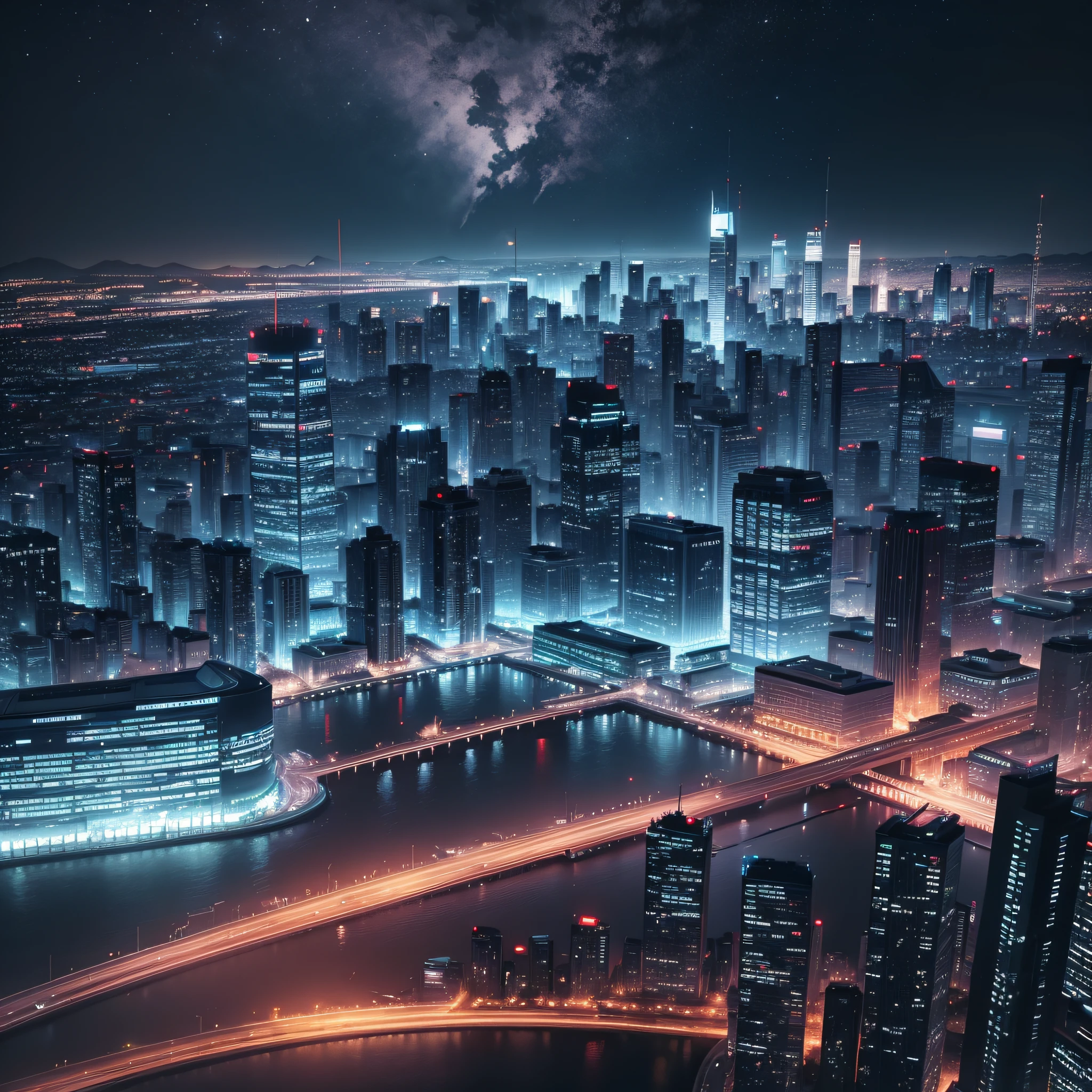 city at night, nsfu2, need for speed underground 2, at night, high contrast, blinding lights, many lights, many buildings, view from a high place, aerial view, looking at city, skyline, skyline --auto --s2