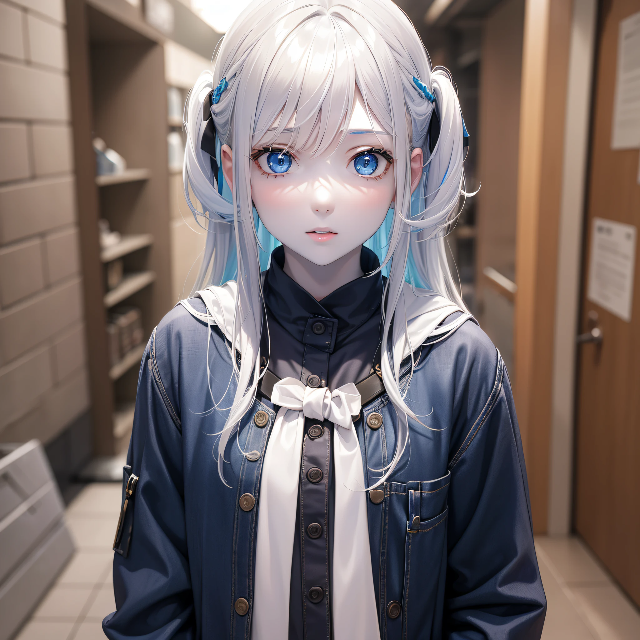 1 girl, (white skin: 1.2), colored inner hair,[ silver hair|blue hair]