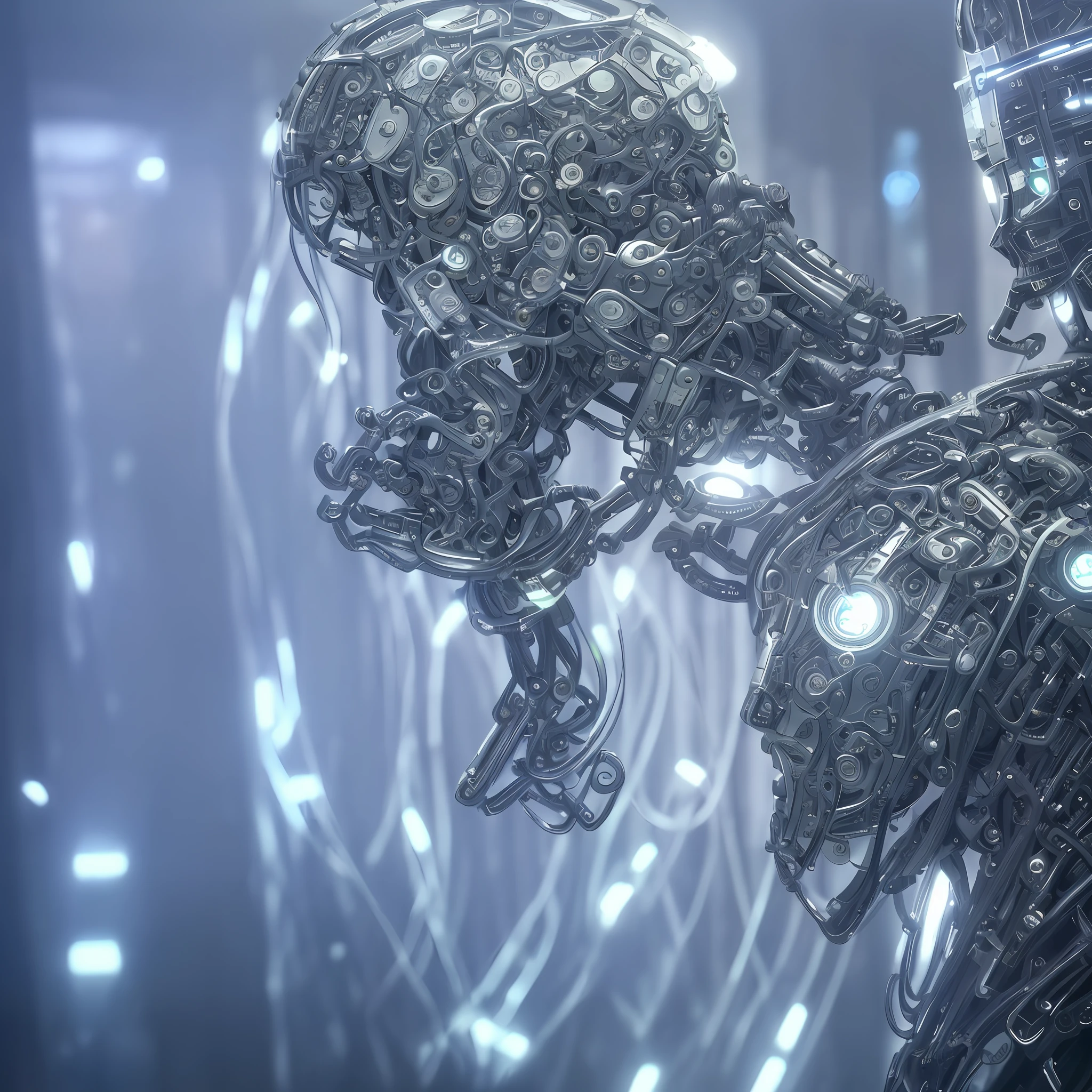 photo of (bs_purpalpaca), a man ((curly hair)), Cyborgdiffusion, ((robot arm)), tattoos, cyberpunk, neon, modelshoot style, (extremely detailed CG unit 8k wallpaper), photo of the most beautiful artwork in the world, professional photorealistic image, NIKON, Antonio Moro, trend in ArtStation, Intricate, High Detail, sharp focus, dramatic, photorealistic, (surrounded by men:1.2), ((looking at the viewer:1.4)),  (detailed eyes:1.2), (closeup:1.1), ((physical contact with man:1.4)), (perfect eyes), rain