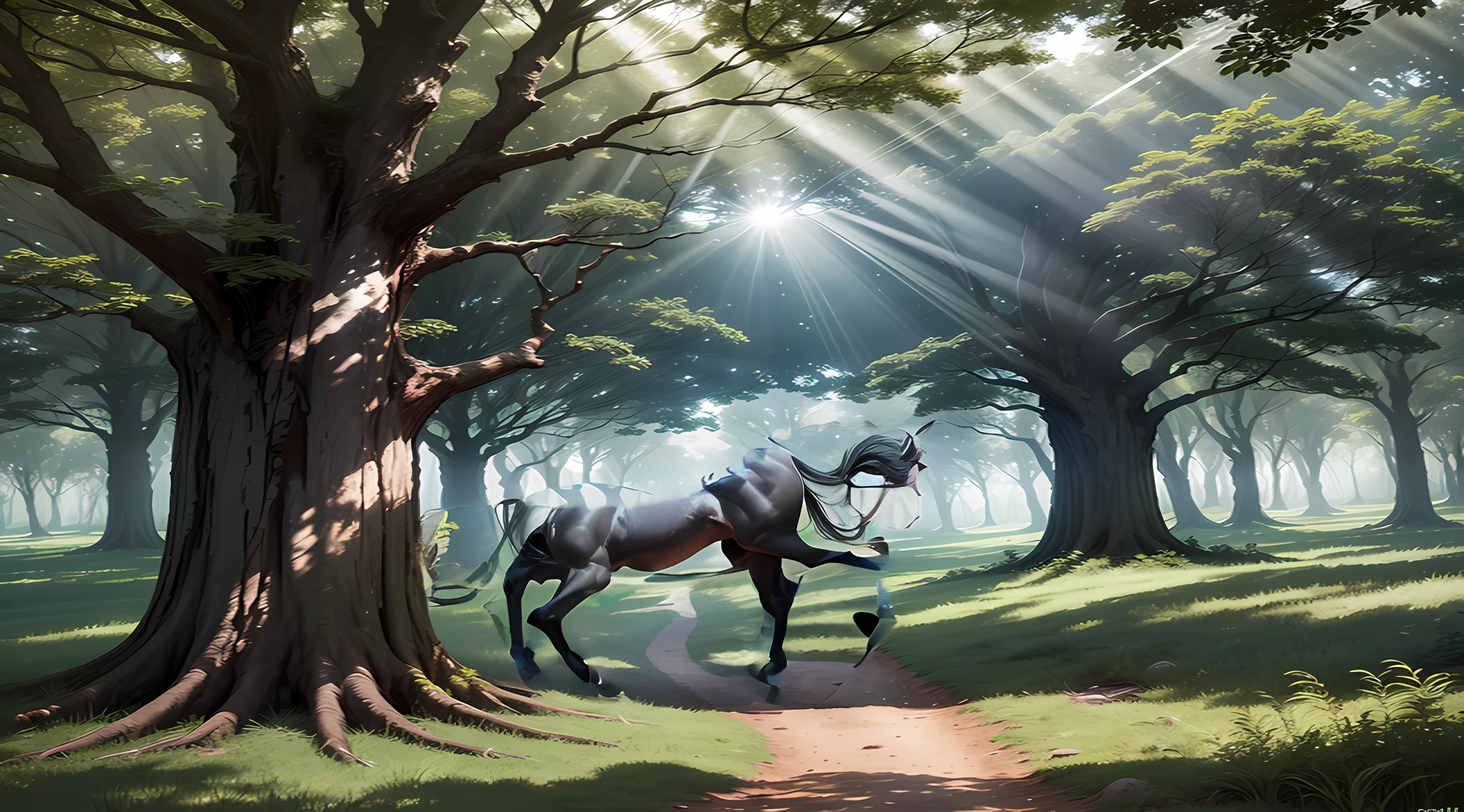 A black horse (no duplicates), (with the perfect four legs)