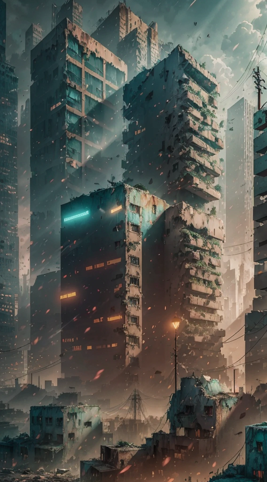 Generate a high-resolution (8K) cinematic image that depicts an abandoned city. Use artificial intelligence techniques to create characters with perfect bodies and faces, dressed in period clothes, exploring the empty streets and interacting with the elements of the setting. Create perfect geometries and realistic details in buildings and cityscapes, conveying the feeling of a city frozen in time, shrouded in mystery and melancholy. --auto --s2