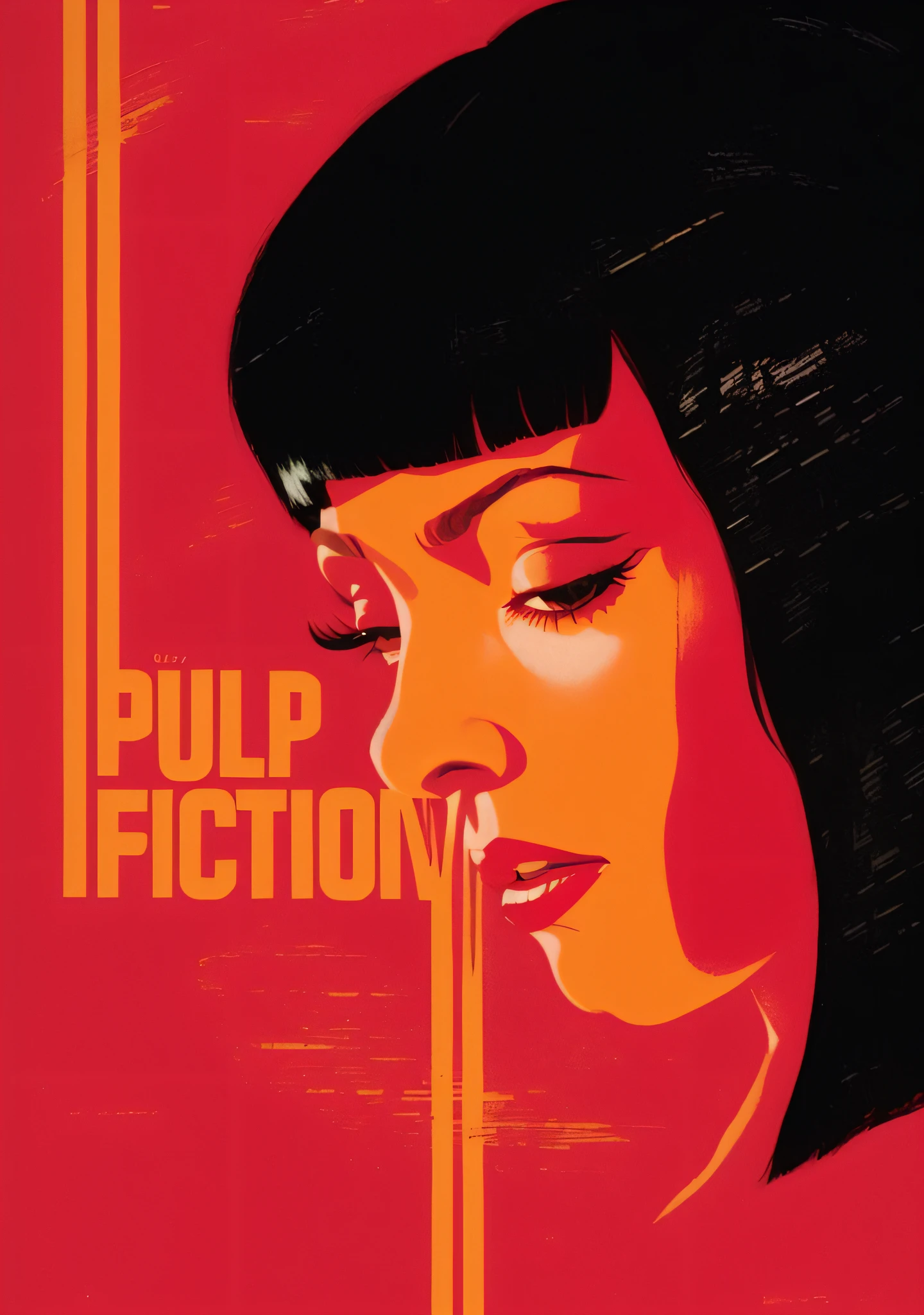 a poster of a woman with a black hair and a red background, pulp illustration, pulp fiction style, pulp fiction movie, pulp fiction, pulp style poster, pulp science fiction, pulp comic style, pulp scifi illustration, pulp sci fi, pulp, pulp scifi, pulp character portrait, pulp sci-fi, pulp art, pulp femme fatale, pulp magazine