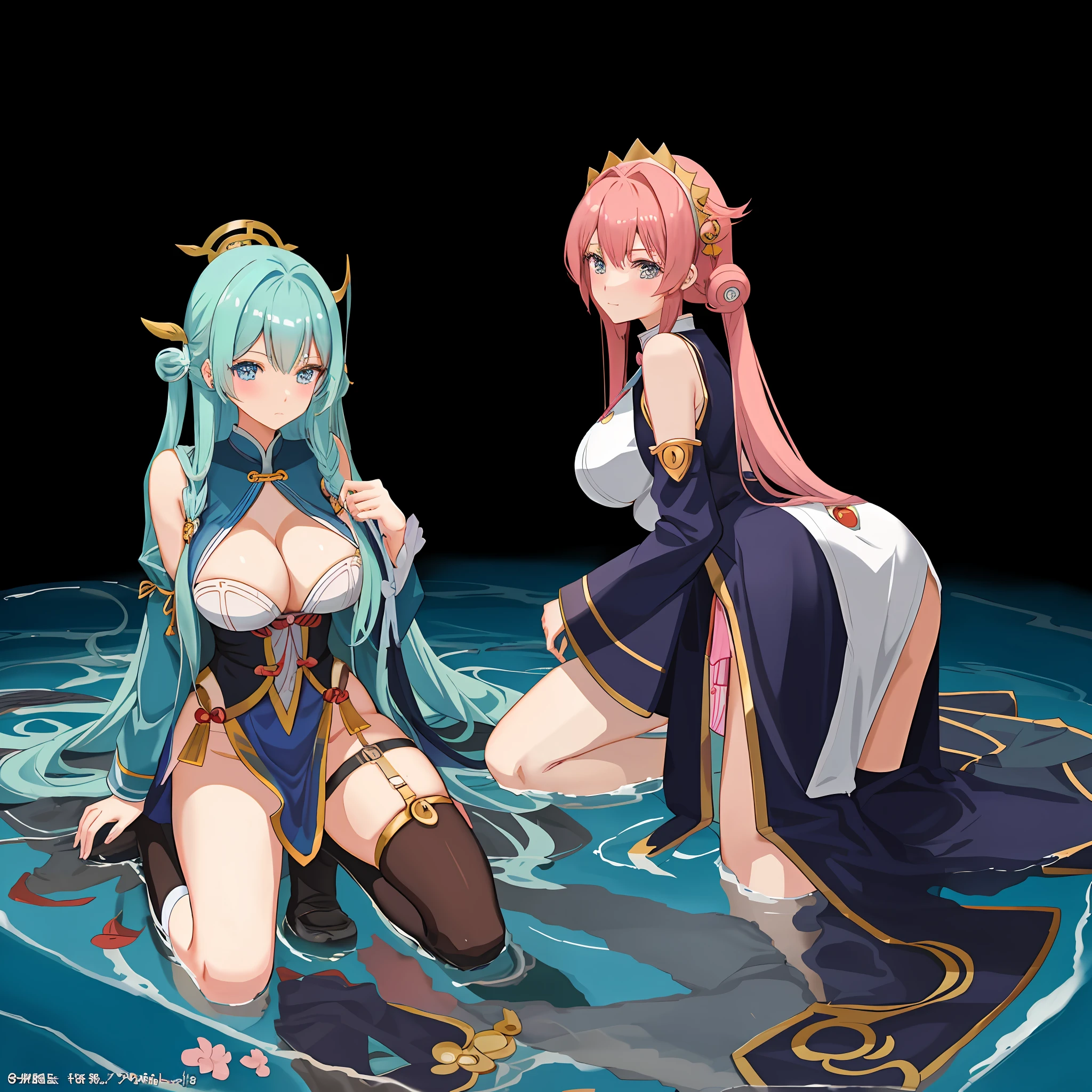 Anime girl with very big breasts and very big ass, full body Xianxia, small curvy loli, (POV), pixiv3dcg,, negative, all fours, pixiv, ecchi, otppuro potion, full body commission four, on the sea, top rating on pixiv, ecchi anime style, seductive anime girl, pixiv