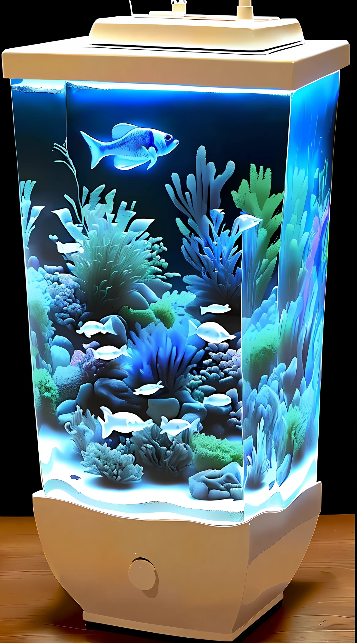 Large blue and white porcelain fish tank