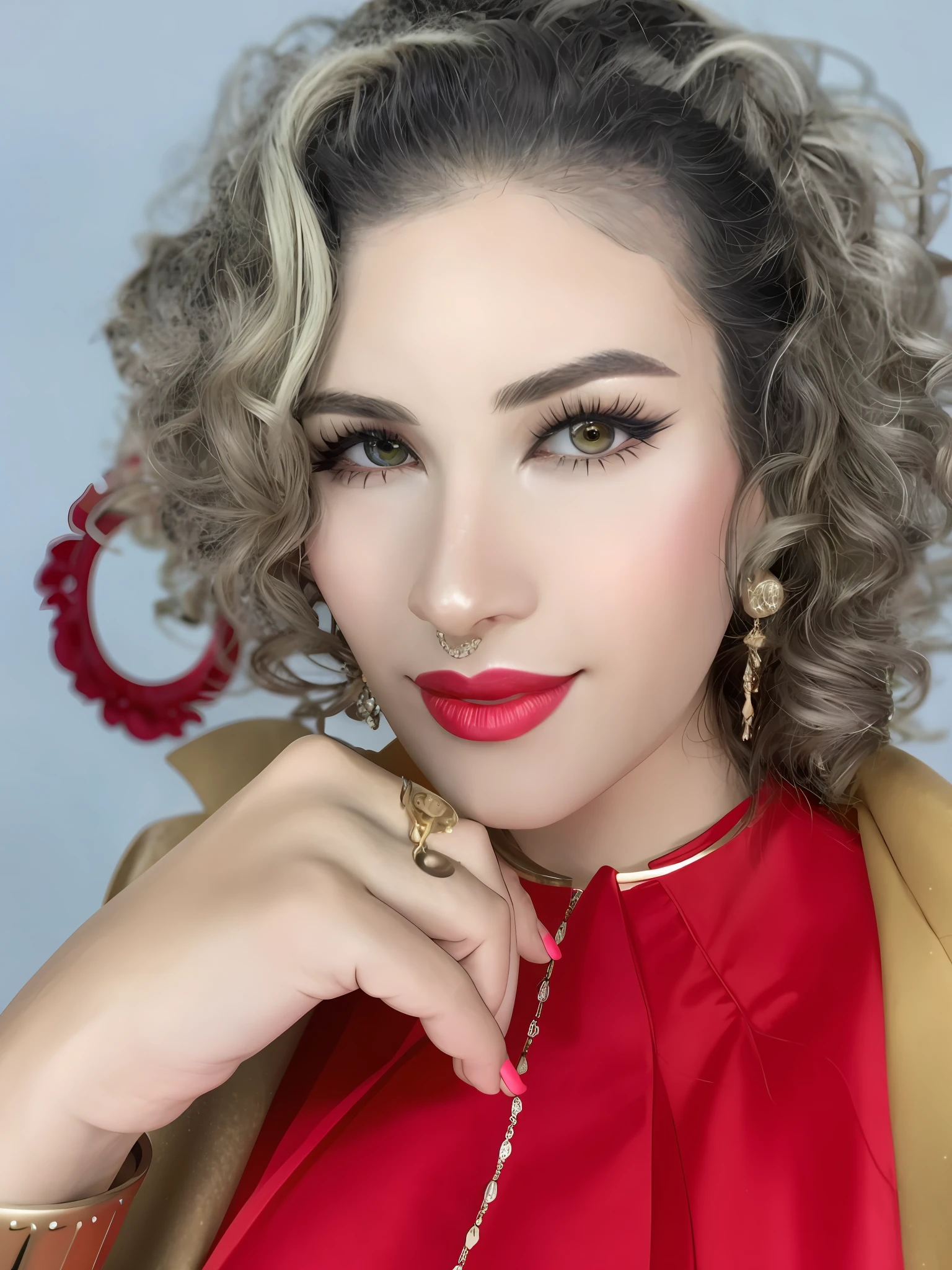 anime style, (masterpiece, best quality, ultra-detailed, highres), perfect face, sidelighting, lustrous skin,(bloom), (shine), lighting, ray tracing, sci-fi, city, outdoor, 1girl, solo, breasts, green eyes, red hair, lipstick, large breasts, gloves, makeup,  lips,  rainbow hair, long hair, signature, red lips, smile, upper body, holding, looking at viewer, depth_of_field, very detailed background, highly detailed background, Masterpiece, Ultra detailed, great composition,Dynamic angle,[Bottle bottom],(wide shot), extremely delicate and beautiful,(Highest picture quality), (Master's work), (fantasy), depth of field, solo,Beautiful girl,extreme light and shadow, masterpiece, rich in detail, (fine features), (highest quality), (masterpiece), (detailed eyes), (beautiful) detailed girl,beautiful detailed eyes,(straight-on), full body,(extremely detailed CG unity 8k wallpaper),(masterpiece), (best quality), (ultra-detailed), (best illustration),(best shadow), perfect lighting , perfect anatomy, solo, close to camera , pov