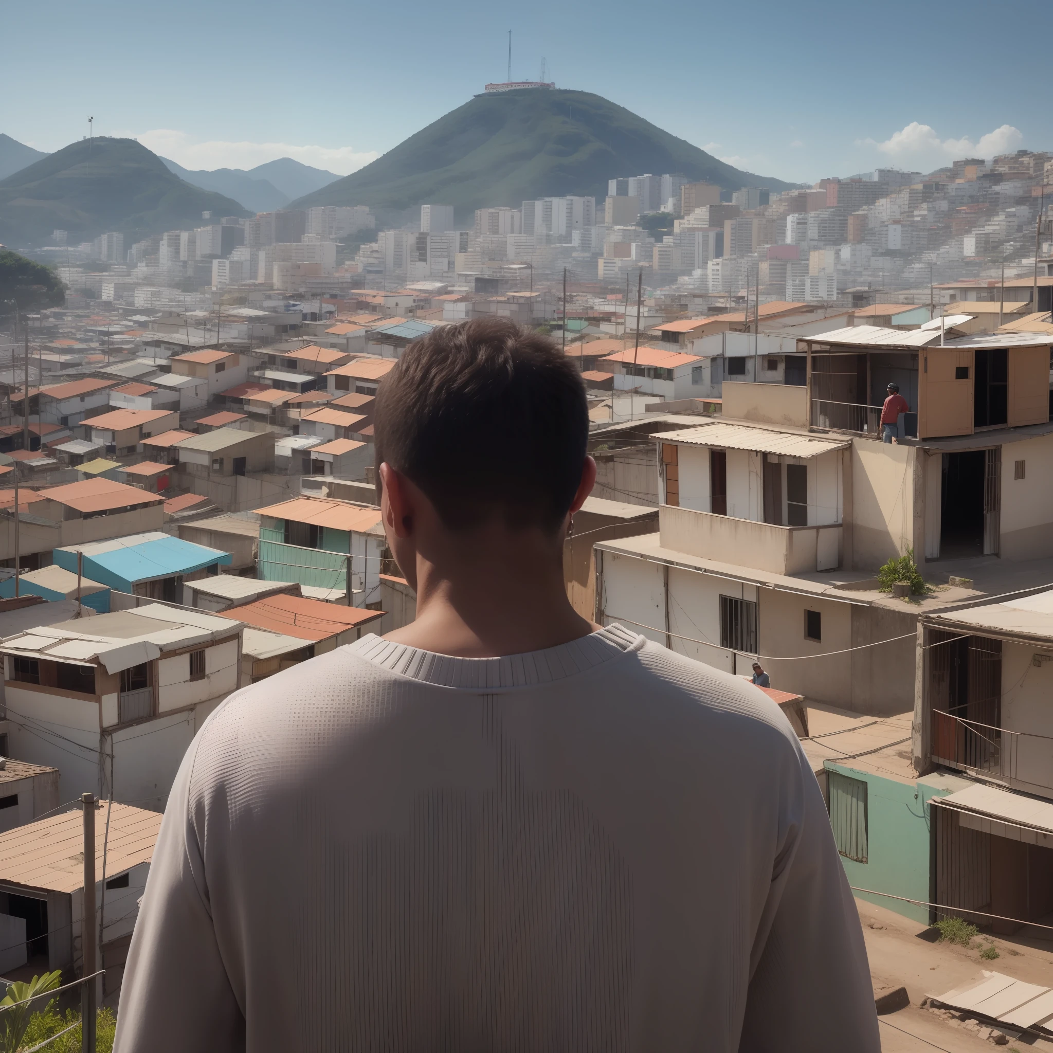 Man looking at the favela