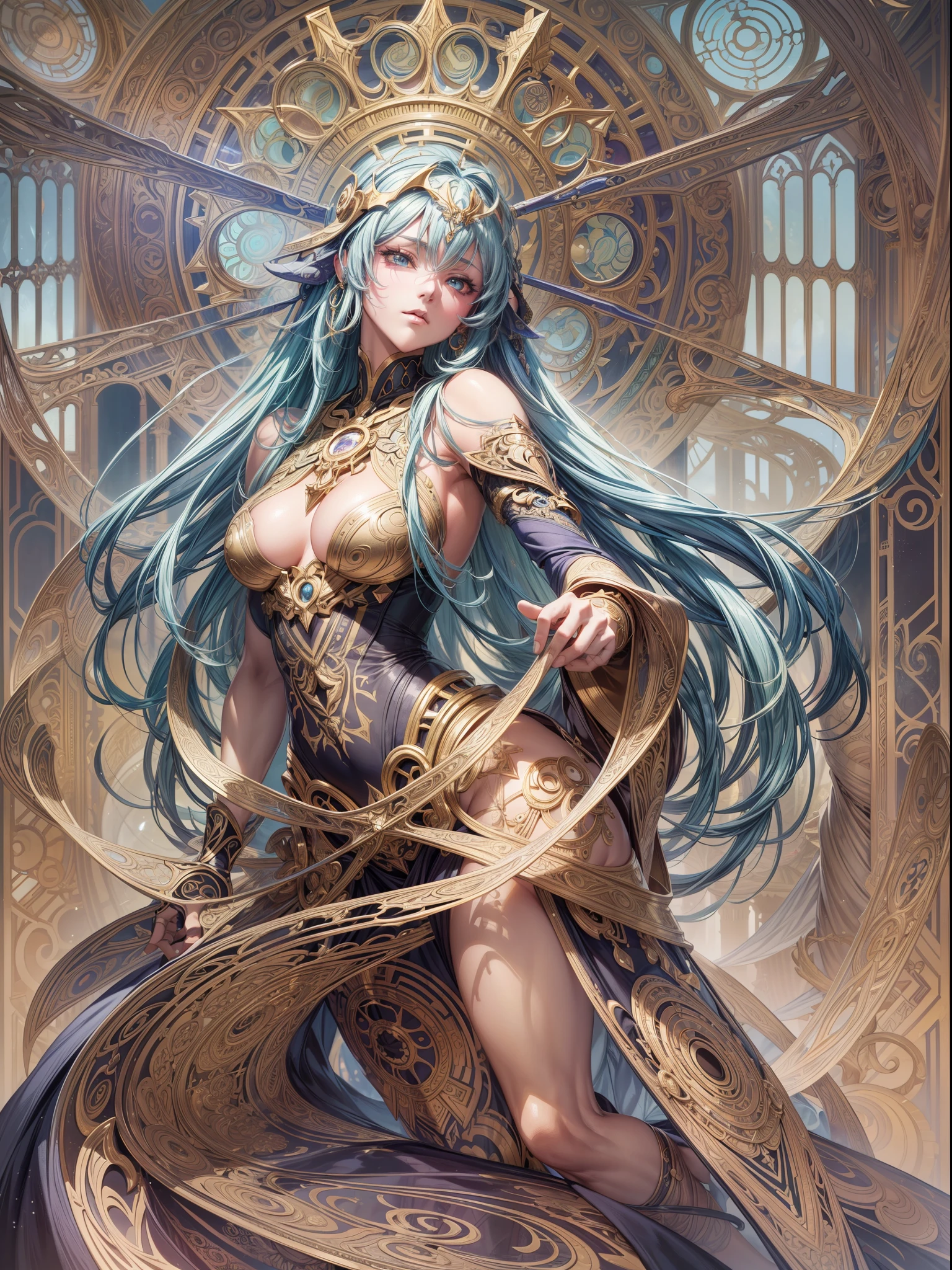 ( An ( [ Alphonse Mucha's | Anders zorn's ] ) [ stunning | astonishing | exquisite ] [ masterpiece | artwork ] ) with the ( full body ) portrait of an ( [ ominous | gloomy ] but ( beautiful ) ) biomechanical ( African character ) posing on top of a pedestal , [ afrofuturism | afropunk ] illustration in ccdsf artstyle with ( dynamic ( symmetry ) ) , clear and readable tangents full of negative space , perfect ( symmetrical ) well-proportioned anatomy
 , ((masterpiece)), ((highly intricate details)),beautiful, high quality, highres, absurdres, light difussion, intricate details, complex details, ((anime)), (anime:1.5) , (perfect face:1.3), extreme detailed eyes, colorful, highest detailed, vibrant colors, high contrast, (8K UHD:1.2), (photorealistic:1.2),(masterpiece:1.4), (best quality:1.4),extremely detailed wallpaper, highly detailed illustrations, ((1 Girl)), (best lighting) , (super-complex details) , 4K unified, (super-detailed CG: 1.2)