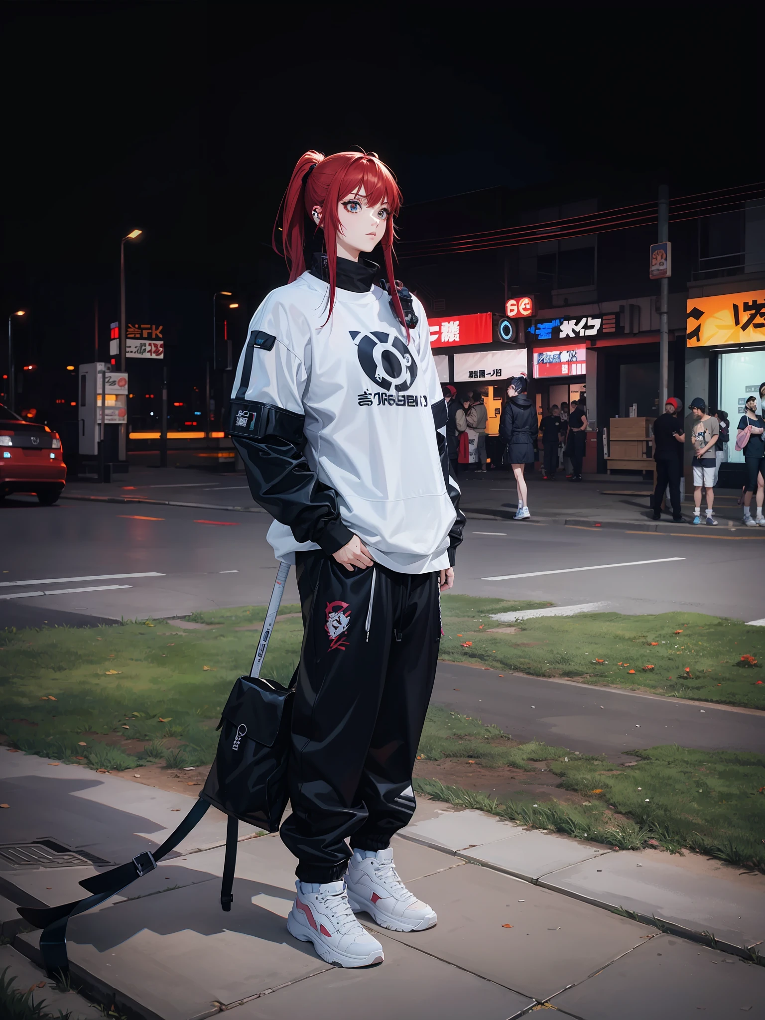 Anime style, cyberpunk style, ultra realistic, street wear.
