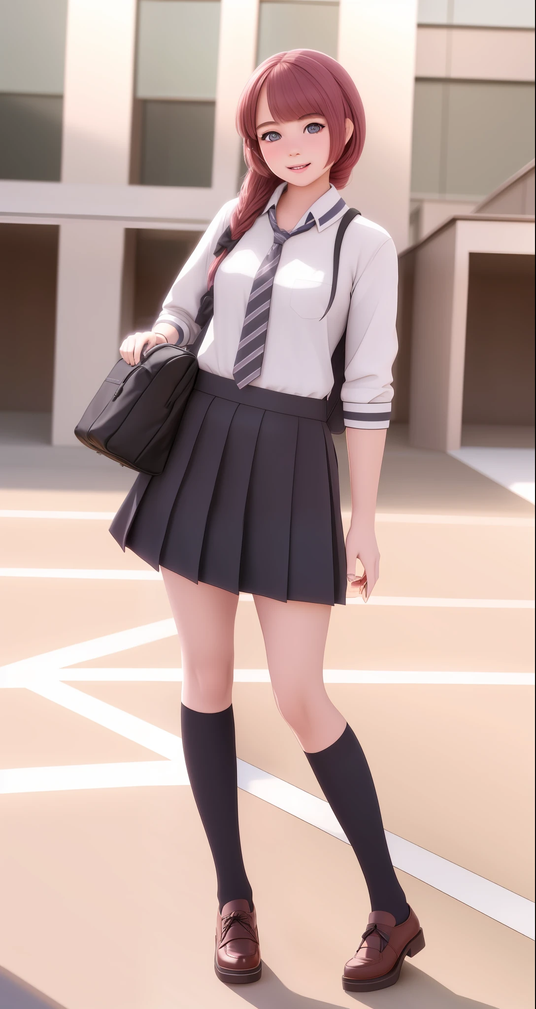 lifelike schoolgirl, surreal schoolgirl, photorealistic girl rendering, student uniform, lifelike young girl, photorealistic, schoolgirl,