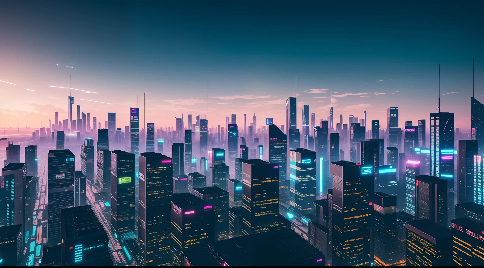 cyberpunk city, realistic skyline, cyber urban fantasy, vibrant, photorealistic, realistic, dramatic, dark, sharp focus, 8k