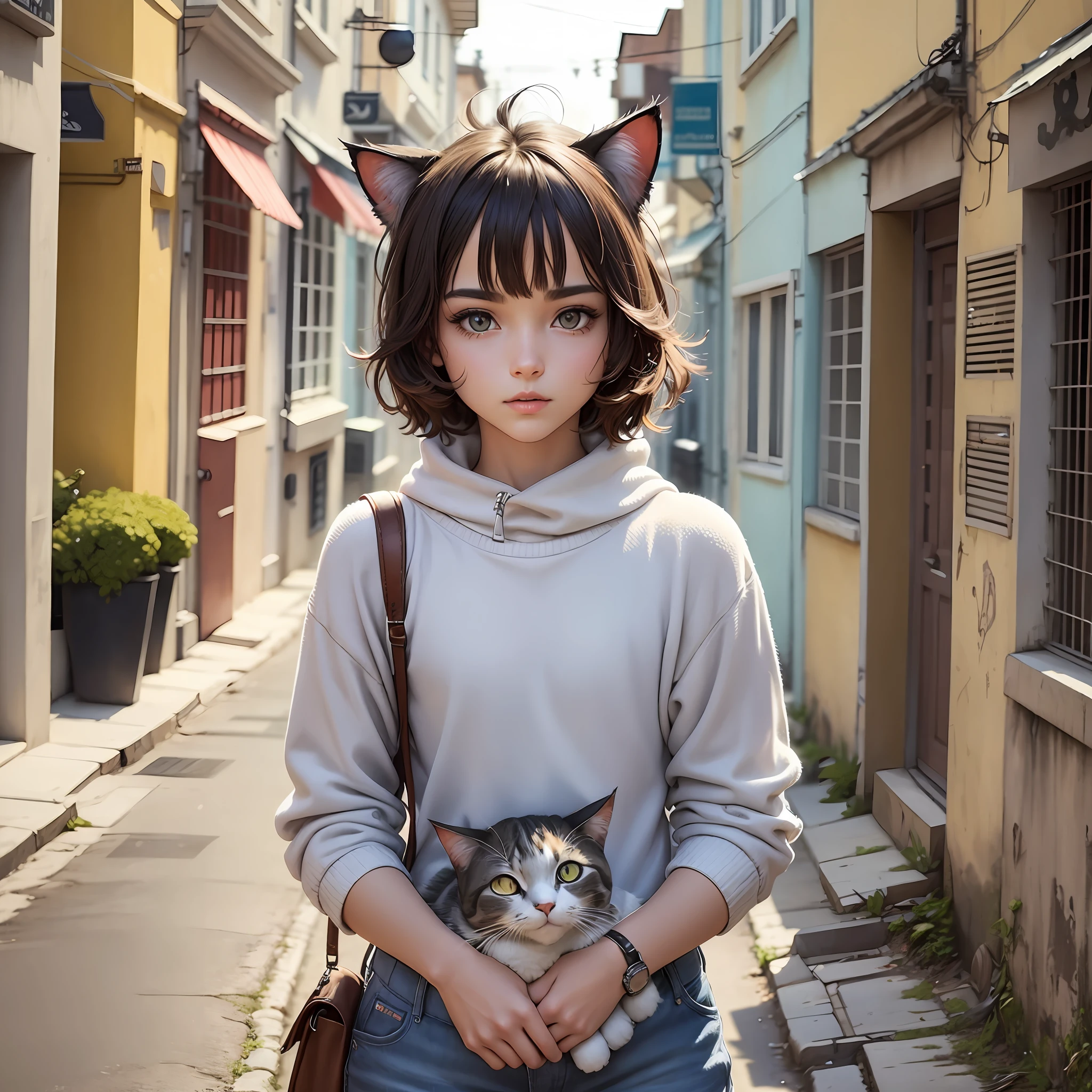 Show me pictures of cats with clothes --auto --s2