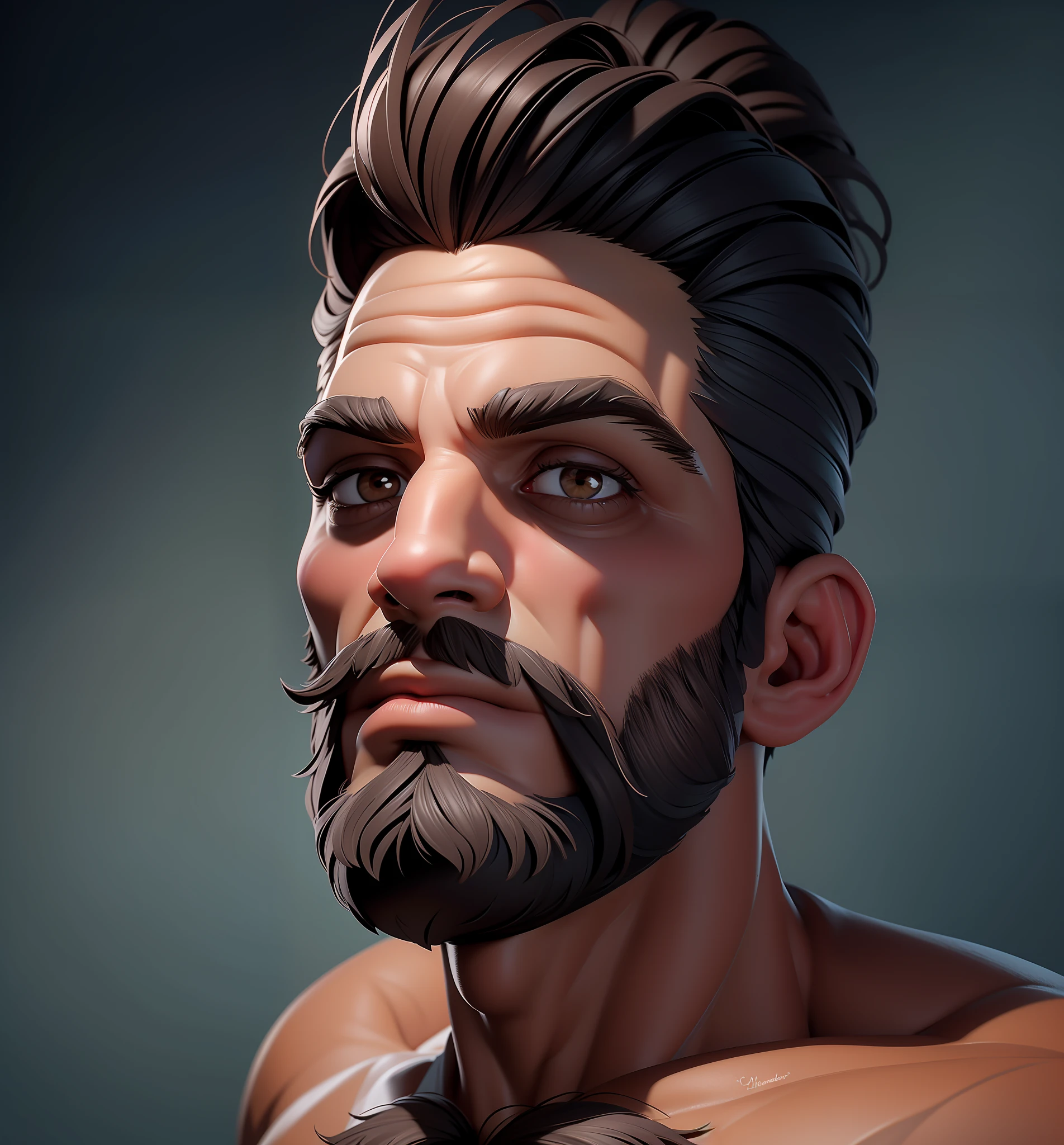 ((Best Quality, 8K, Masterpiece: 1.3)), handsome, short beard, hunter's look, young skin, 22 years old, young, smooth body, smooth skin