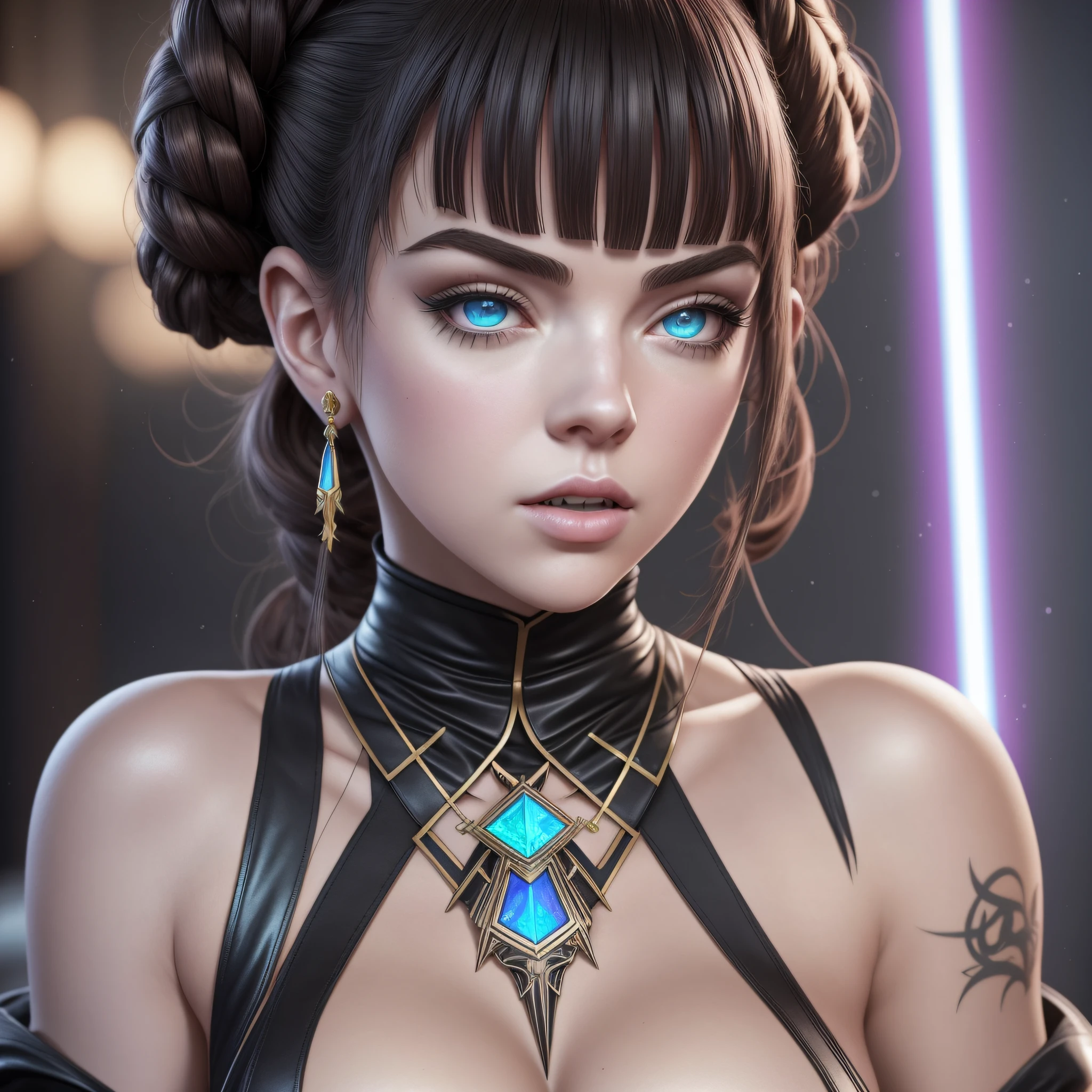 Extravagant Anya Taylor Cosplay "Princess Leia" sweet delicate face open mouth teeth mouse short muscular symmetrical hairstyle
Suave body seductive dramatic Bridaldress gothic shoulders covered opal spinel ruby silk
satin felt thick leather haute couture revealing underwear black short hair shaved Indigo
Tourmaline DoF "star wars" masterpieces "luis Royo" Guweiz and James Jean by CGSCOSITY tattoo, etc. "Unreal Engine 5" « Ultra Octane Realism Resolution Image Quality Precise Details SLR Texture 16K DSLR
UHD HDR XT3" Crystaline Retina Lava-Laser