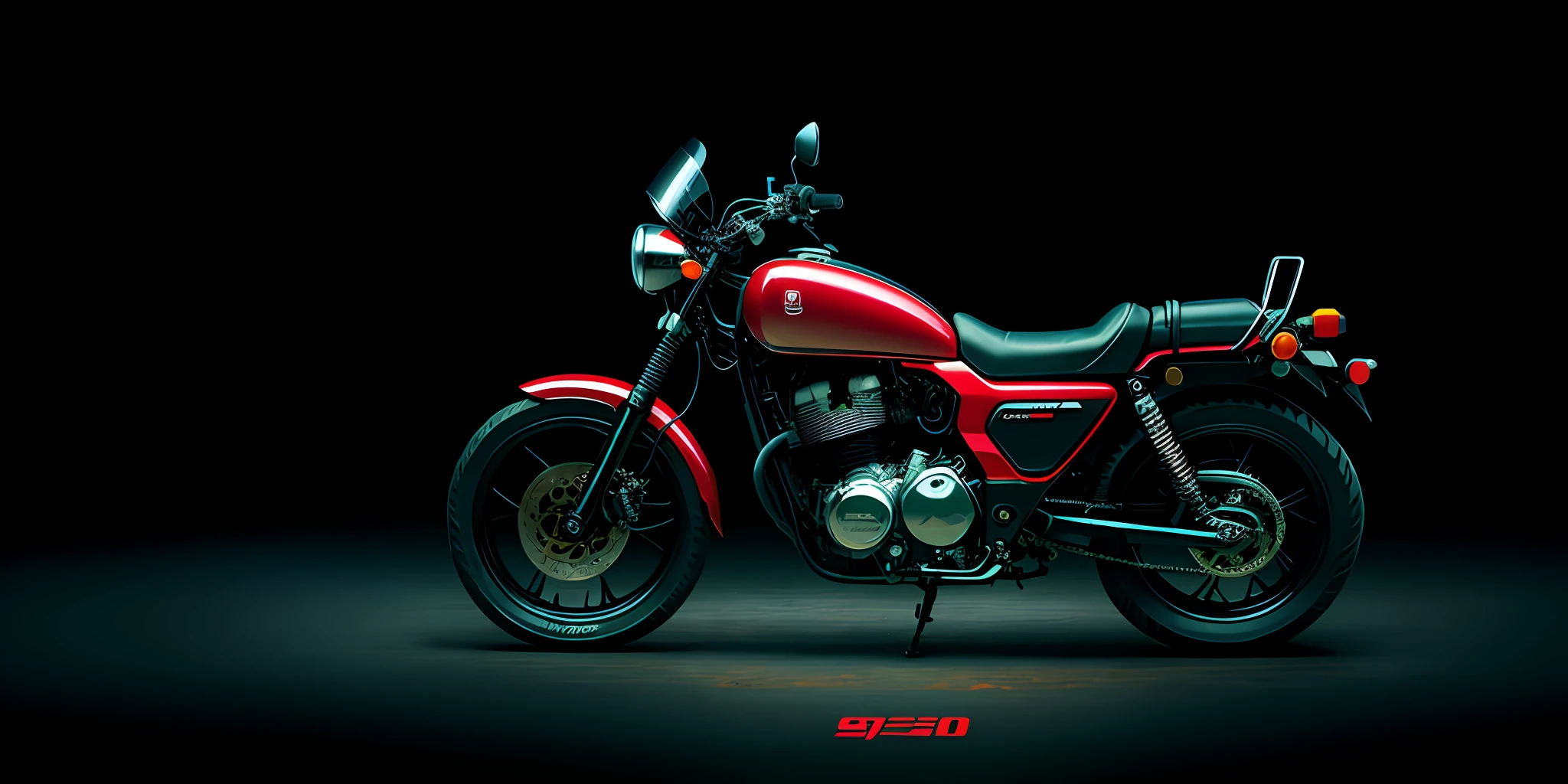 Honda motorcycle model pop 100, cyberpunk style