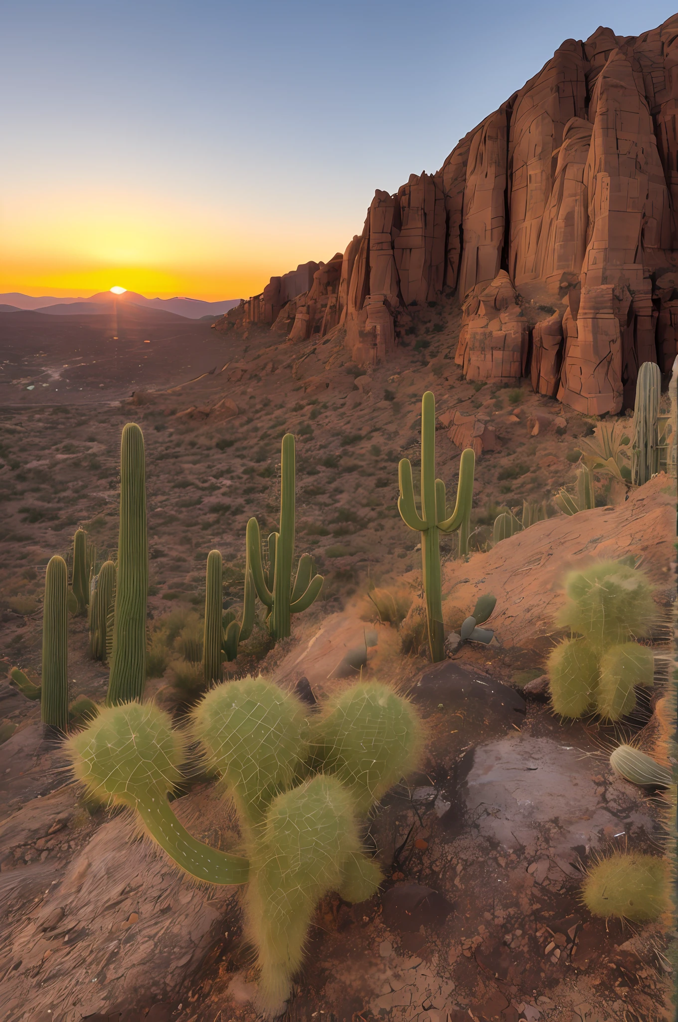 a close up of a cactus plant on a rocky hill with a sunset in the background, arizona desert, beautiful vistas with cacti, desert photography, tucson arizona, sunset in the desert, saguaro cacti, desert colors, mexican desert, unsplash contest winning photo, serene desert setting, new mexican desert background, beautiful new mexico sunset, peyote cactus desert