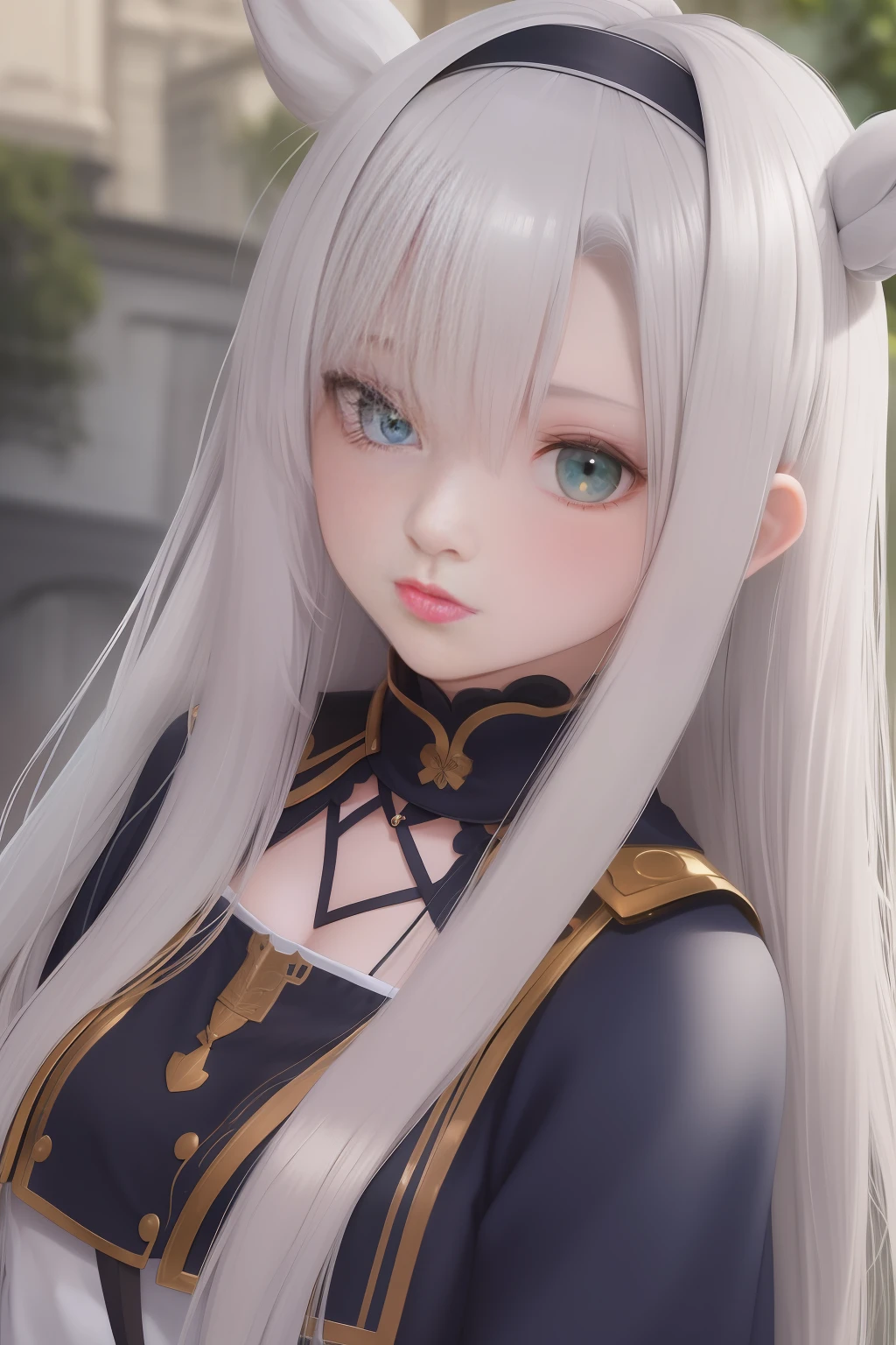 best quality, masterpiece,White hair, green eyes, sistineFibeldef, sistineFibelrnd, looking up, upper body