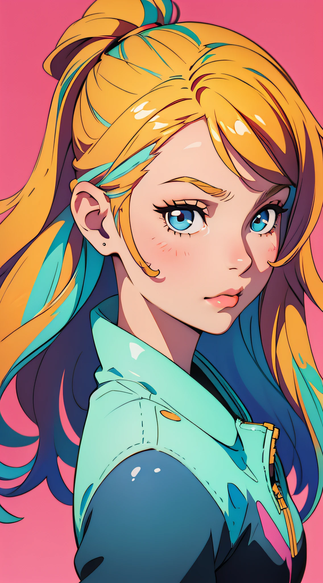 girl 3x4,half body,facing forward,solid color background