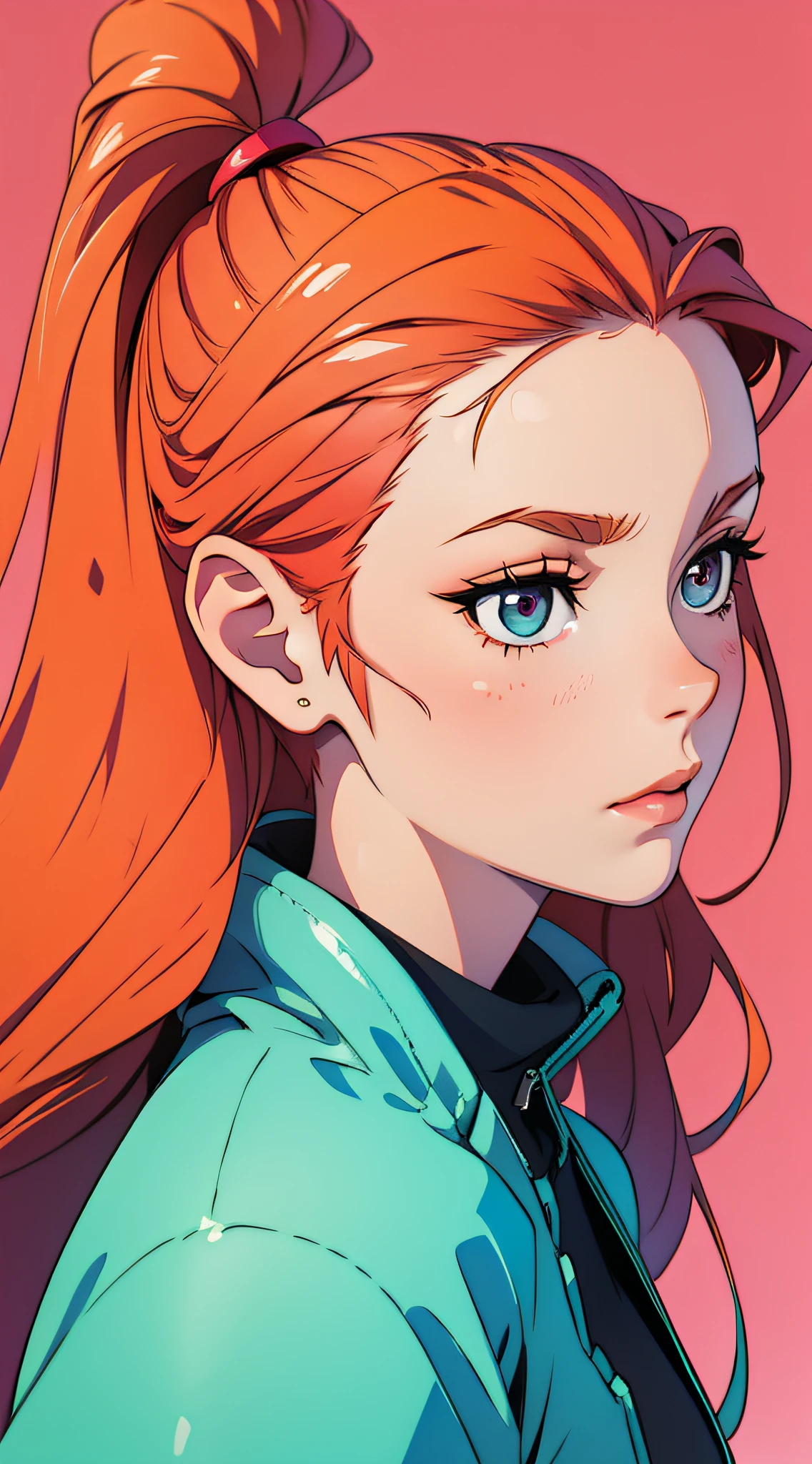 girl 3x4,half body,facing forward,solid color background