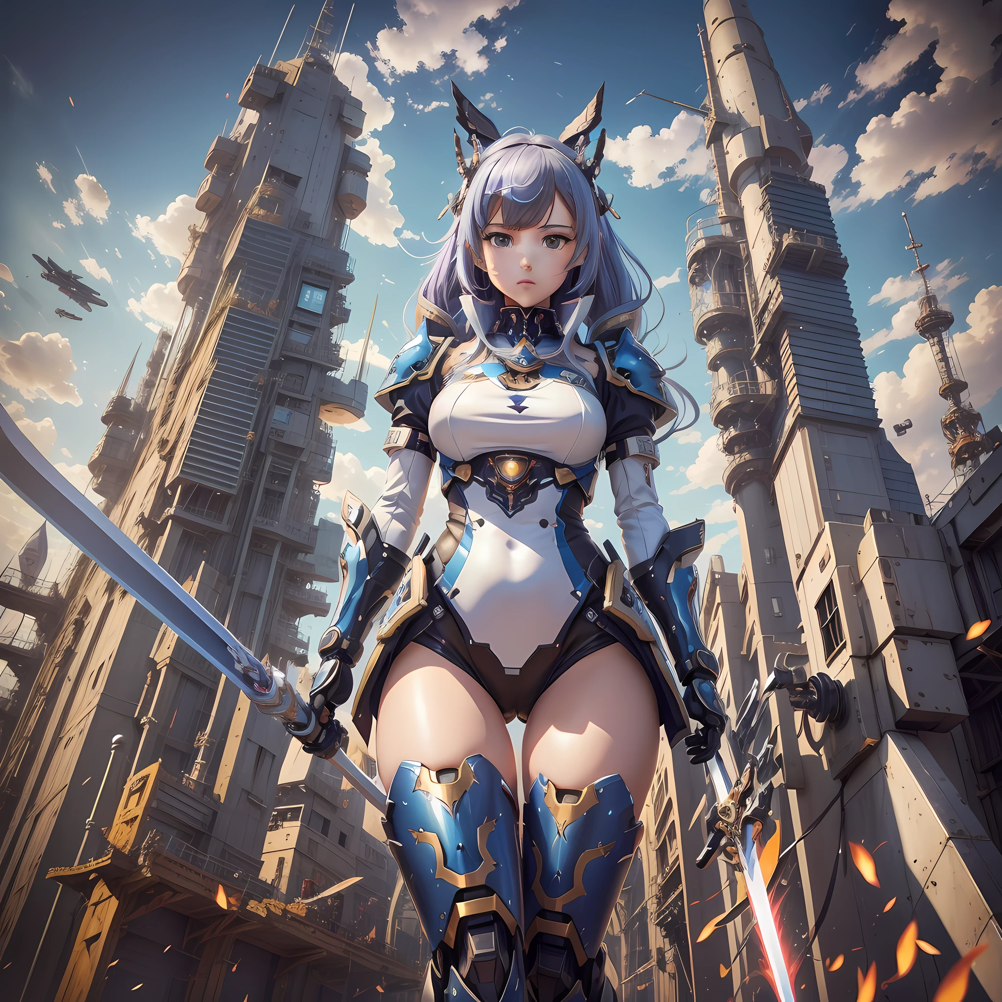 anime - style artwork of a female robot with wings and a sword, from the azur lane videogame, mechanized valkyrie girl, from arknights, azur lane style, mecha wings, girl in mecha cyber armor, characters from azur lane, arknights, best anime 4k konachan wallpaper, anime mecha aesthetic