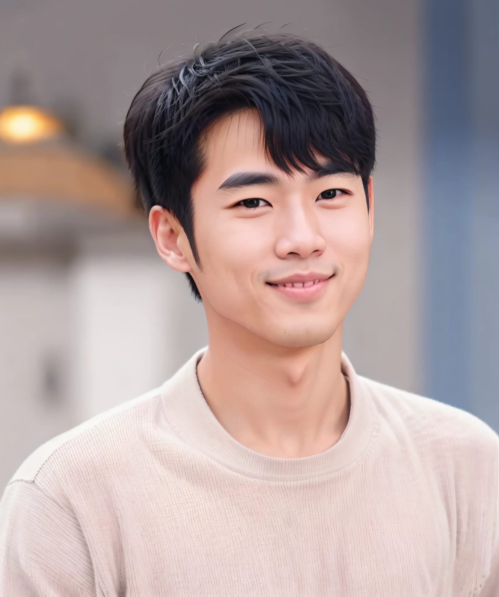 arafed asian man with a smile and a sweater, kim doyoung, headshot profile photo, yanjun chengt, cute chin chad, charming sly smile, woo kim, charming smile, hyung tae, siwoo kim, handsome face, by Ni Yuanlu, taejune kim, sha xi, very beautiful, by Yi Jaegwan, jc park, realistic picture