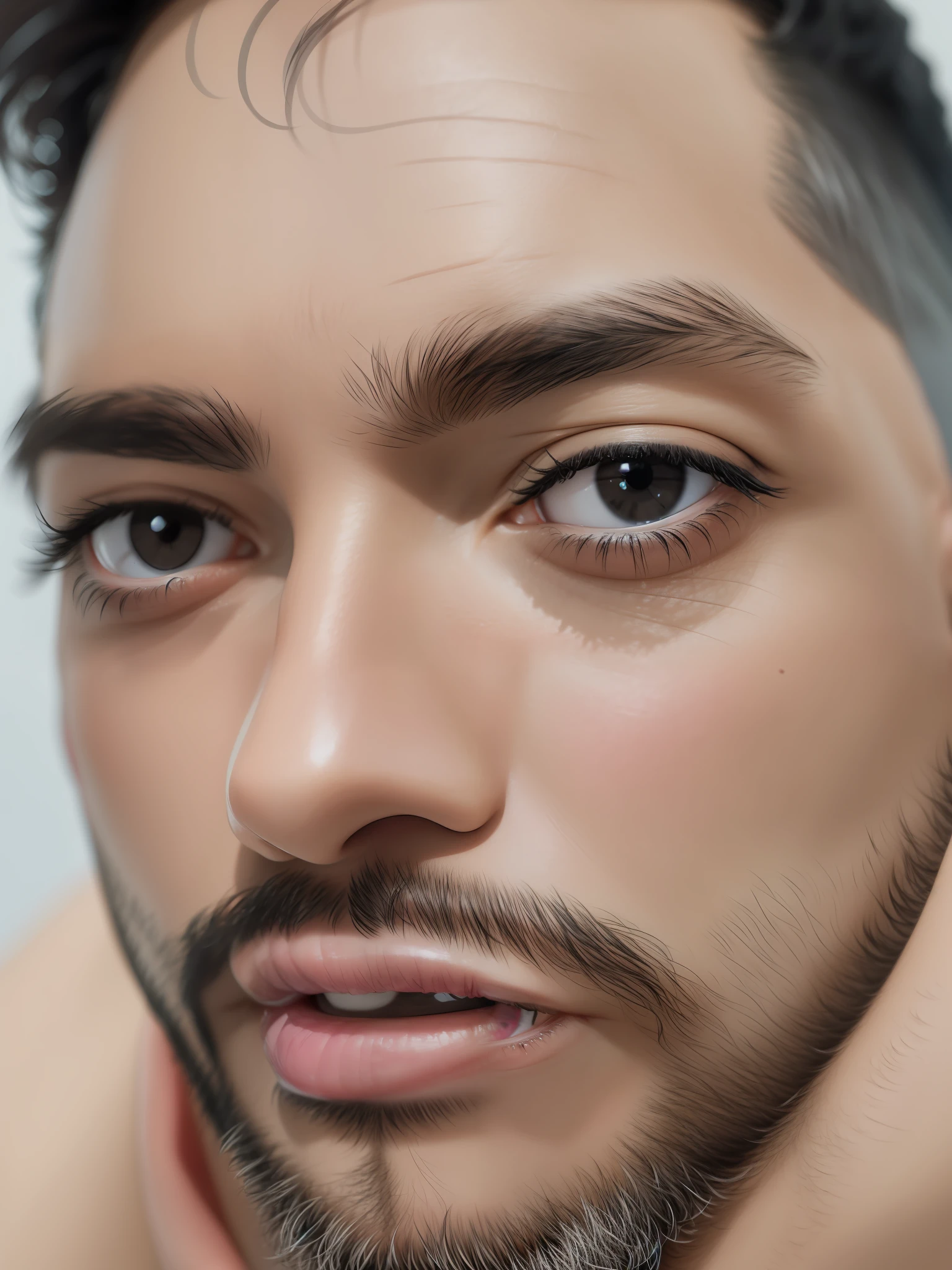 Close-up: 30-year-old man (black eyes)