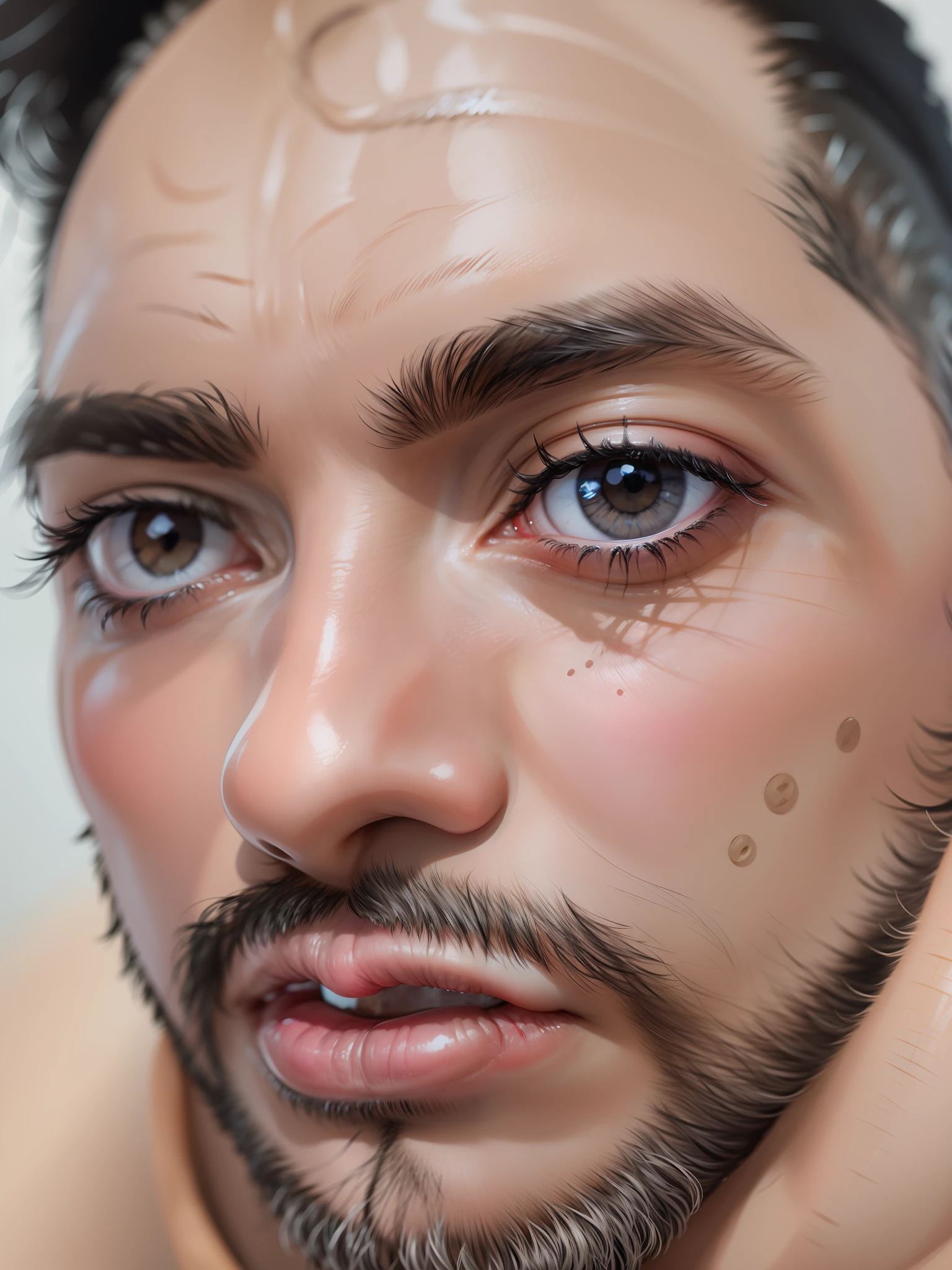 Close-up: 30-year-old man (black eyes)