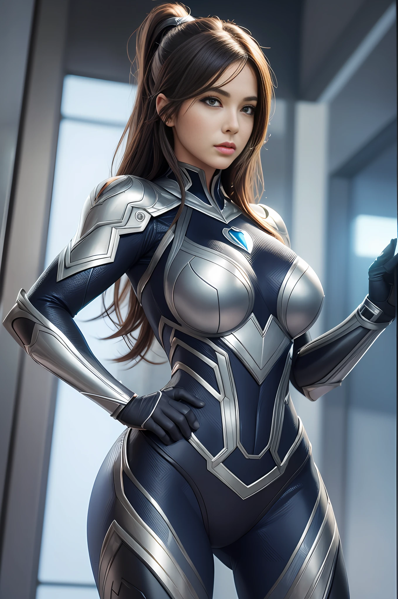 A very beautiful woman with a realistic body. Superhero Apple Female Action Apple 3DLogo Amazing Movie Highly Detailed Detailed Face Detailed Suit Cgi 8k Resolution --auto --s2