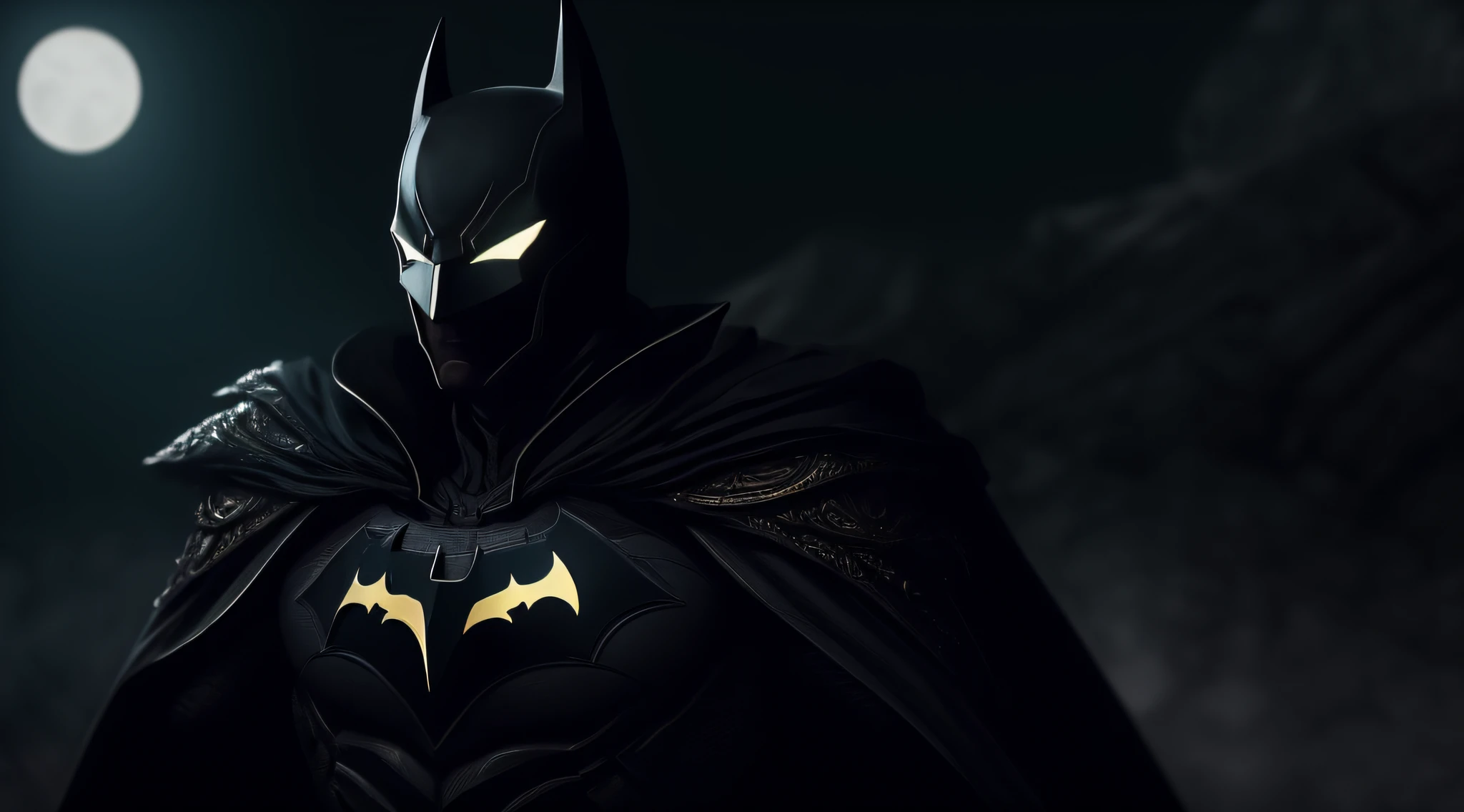 Full photo of Batman in white and gold suit style armor, mask, black cape looking at the central camera, perfect composition, beautiful detailed, intricate, insanely detailed octane render popular in ArtStation, 8K art photography, photorealistic concept art, smooth natural volumetric cinematic perfect light, chiaroscuro, award-winning photography, masterpiece, oil on canvas, Raphael, Caravaggio, Greg Rutkowski, Beeple,  Beksinski, Giger, ArtStation Trends, Sharp Focus, Studio Photography, Intricate Details, High Detail, City Night Background, Greg Rutkowski