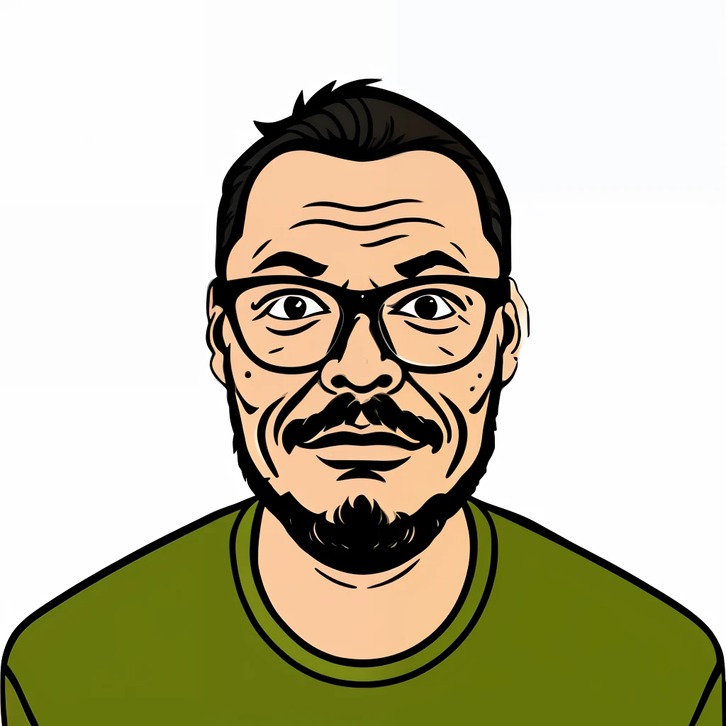 guttonerdvision4, portrait of a man wearing glasses, vector, sticker style