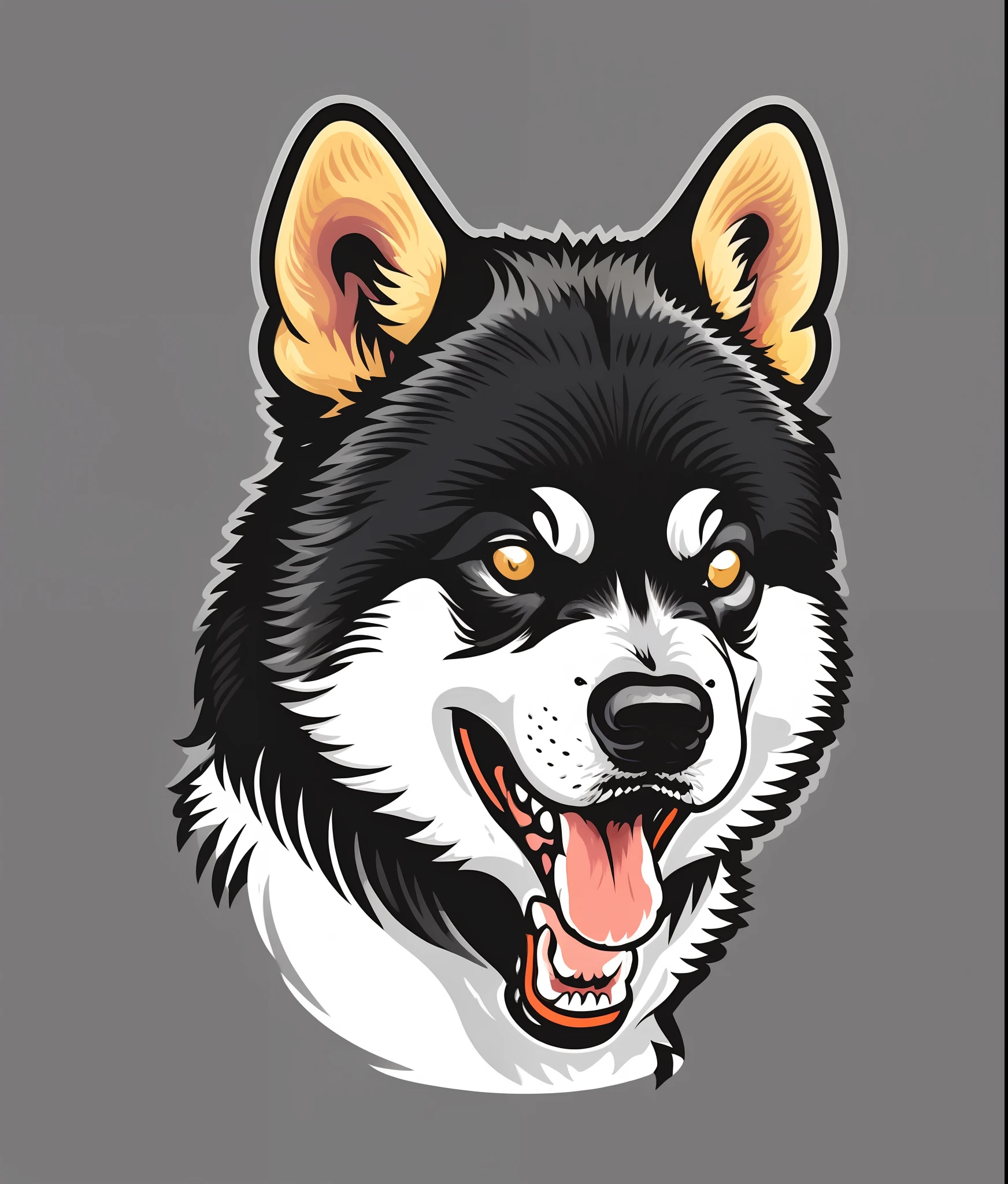 Black and white Shiba Inu, colorful, vintage style, (t-shirt design), masterpiece realistic volumetric light