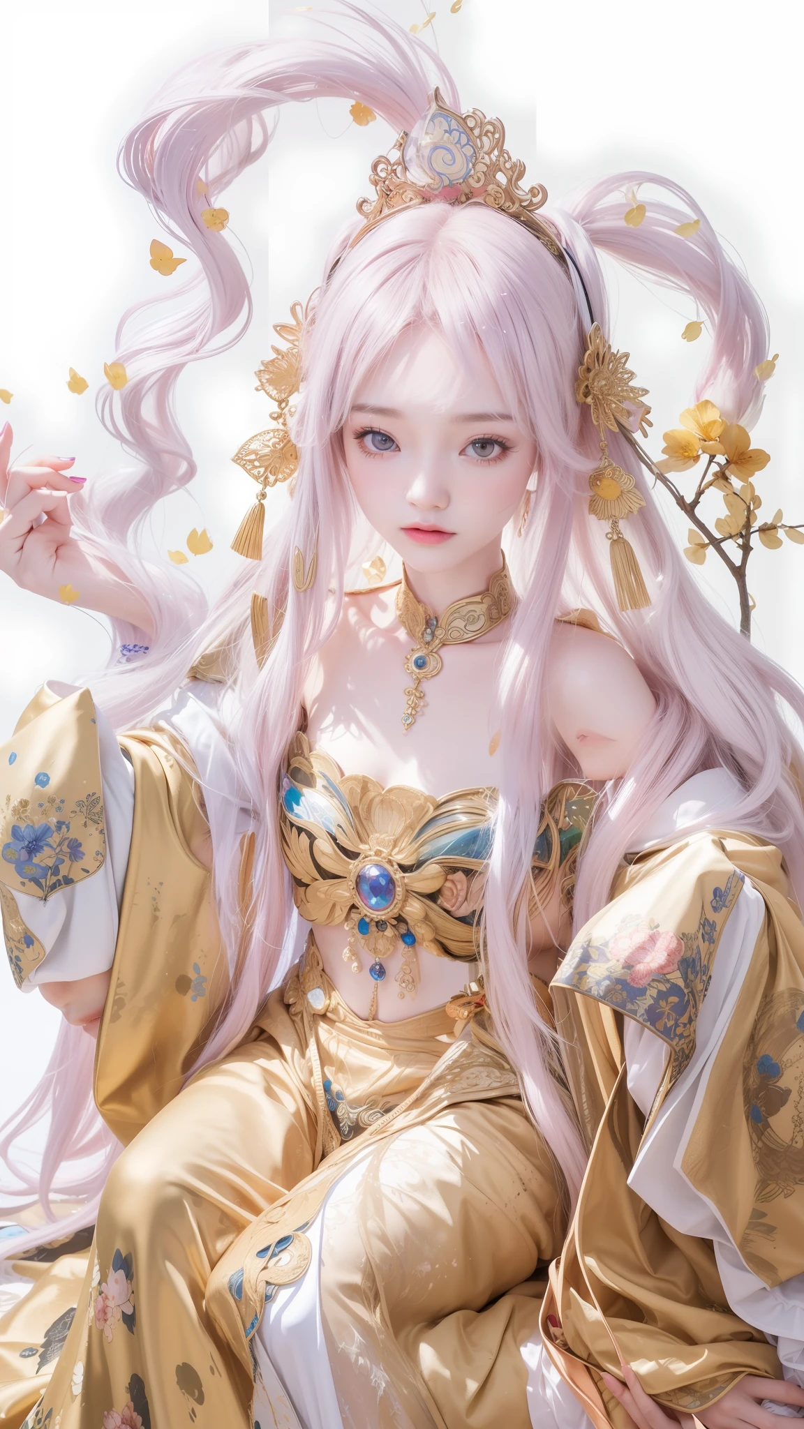 (8k, RAW photo:1.2), best quality, ultra high res, dramatic angle, (fluttered detailed color splashs), (illustration), (((1 girl))), (long hair), (rain:0.9), (headdress: 1.4), there is an ancient palace next to the girl, Hanfu, (emphasis), Color ink painting, (splash color), splash color, (((colorful))), (sketch: 0.8), Masterpiece, best quality, beautiful painted, highly detailed, (denoising:0.6), [splash ink], ((ink refraction)), (beautiful detailed sky), moon, highly, detailed, (masterpiece, best quality, extremely detailed) CG unity 8k wallpaper, masterpiece, best quality, super detailed), (stone garlic), fox ears, peach blossom tree, golden, sitting, open small mouth, surprised