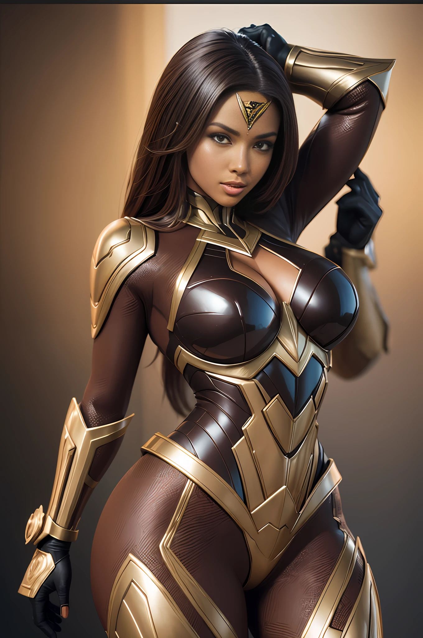 A very beautiful woman with a realistic whole body. Super Hero Chocolate Woman Action Chocolate 3DLogo Amazing Movie Highly Detailed Detailed Face Detailed Suit Cgi 8k Resolution --auto --s2