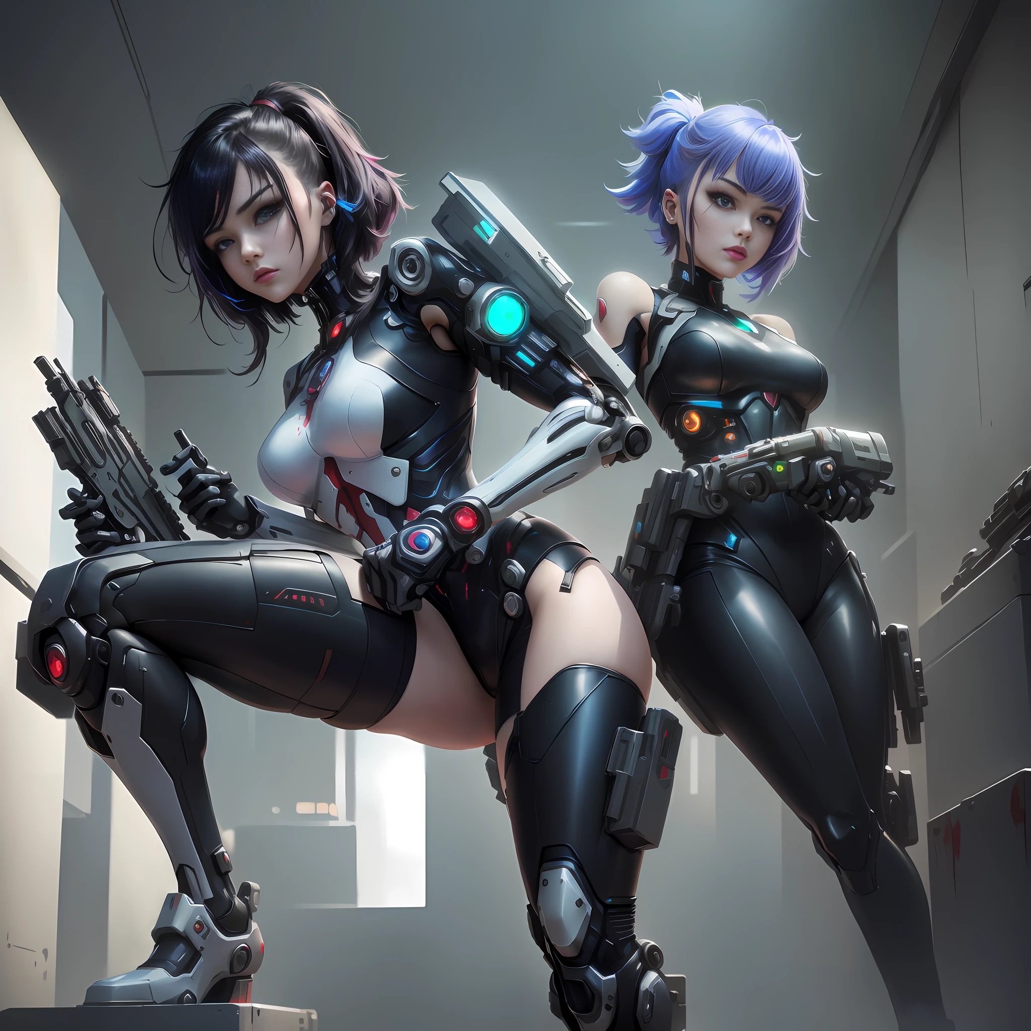 cyber woman in a futuristic suit with a gun in a room, cute cyborg girl, cyborg girl, cyberpunk anime girl mech, digital cyberpunk anime art, female cyberpunk anime girl, cyborg - girl, beutiful girl cyborg, digital cyberpunk - anime art, anime cyberpunk art, cyberpunk anime girl, beautiful cyborg girl pinup, cyberpunk 2 0 y. o model girl