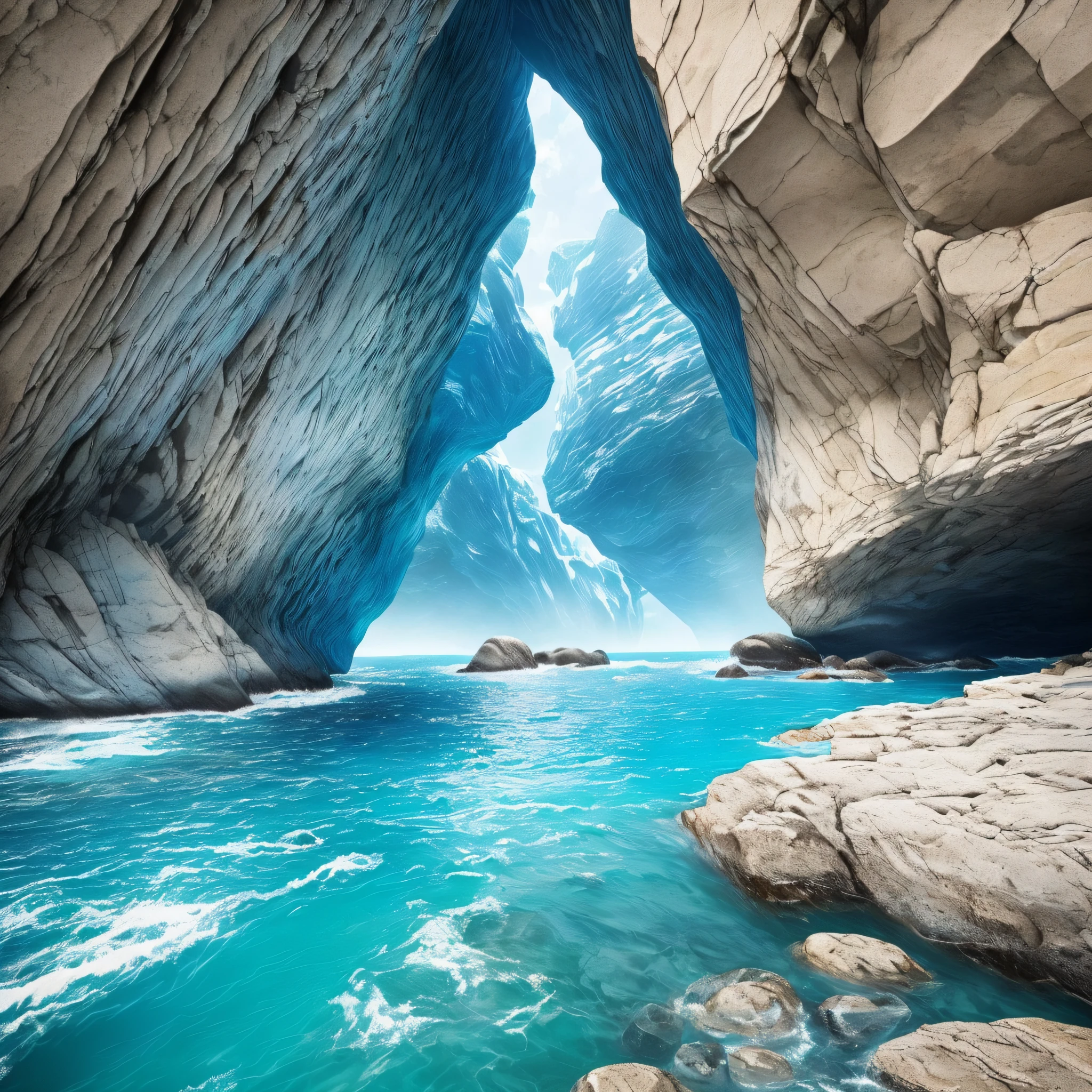 (material: cave-shaped rock)^5,(material: water)^5,(detail:extremely detailed)^2,(angle: dynamic angle),(location:between two giant rocks),(emotion:rush),(coloration: blue),(water movement:flow),(view: wideshot),(language:pt) --auto --s2